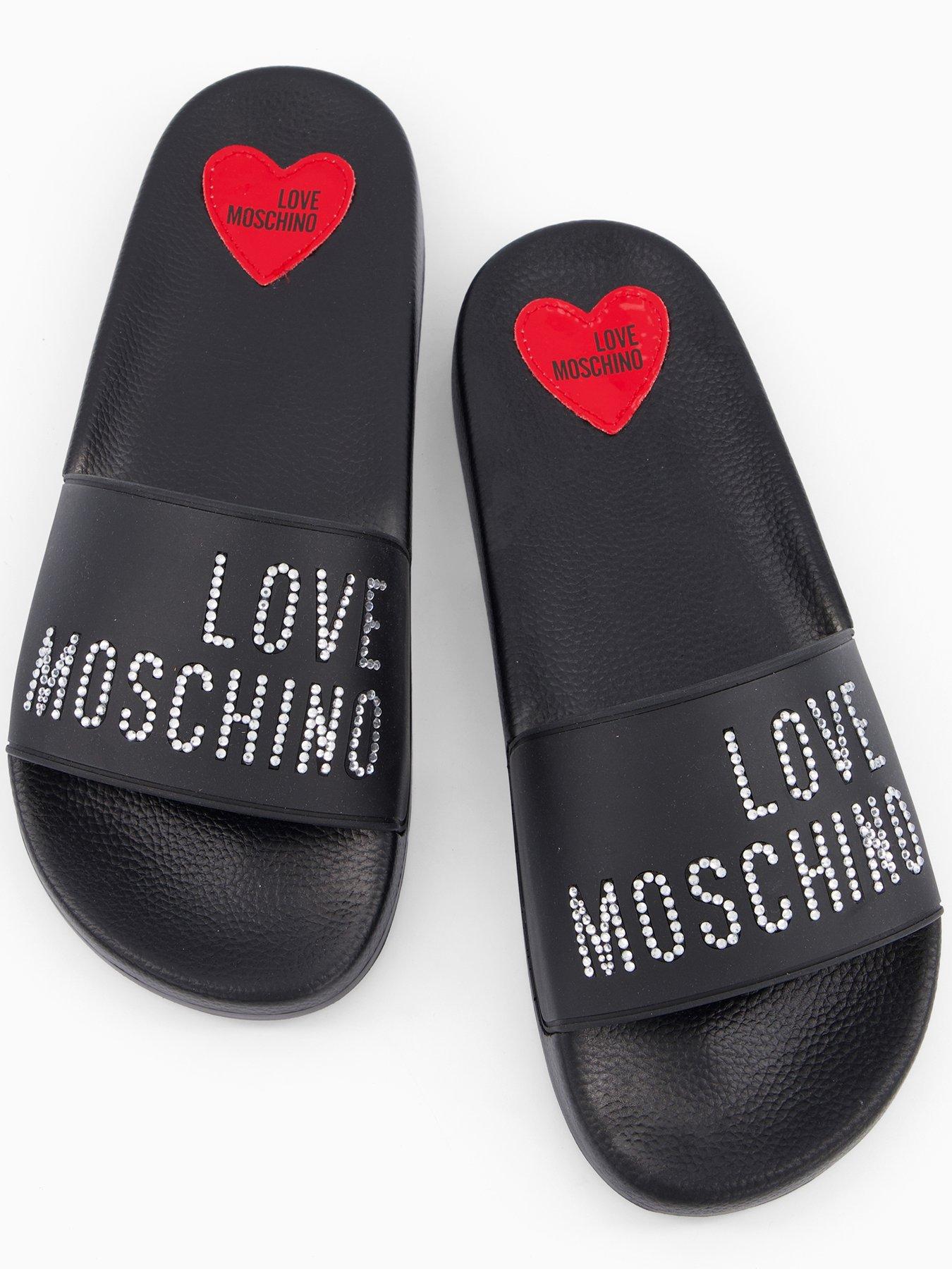 Image 3 of 5 of LOVE MOSCHINO Rubber Logo Slide - Black