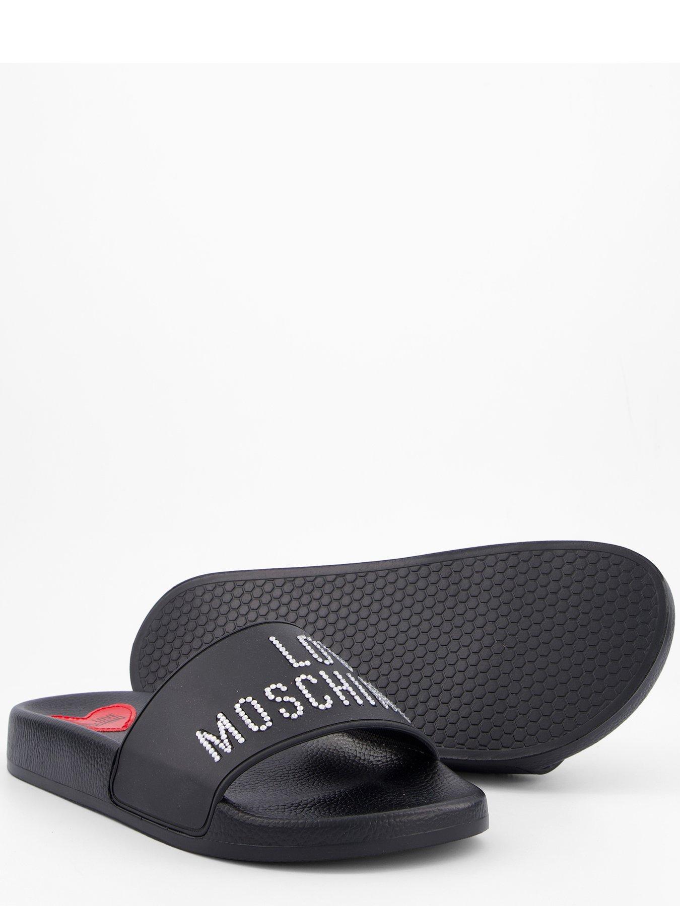 Image 4 of 5 of LOVE MOSCHINO Rubber Logo Slide - Black