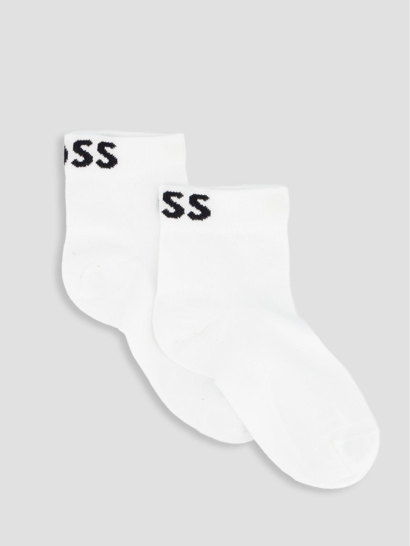 Boss 2 Pack Logo Ankle Sock - White