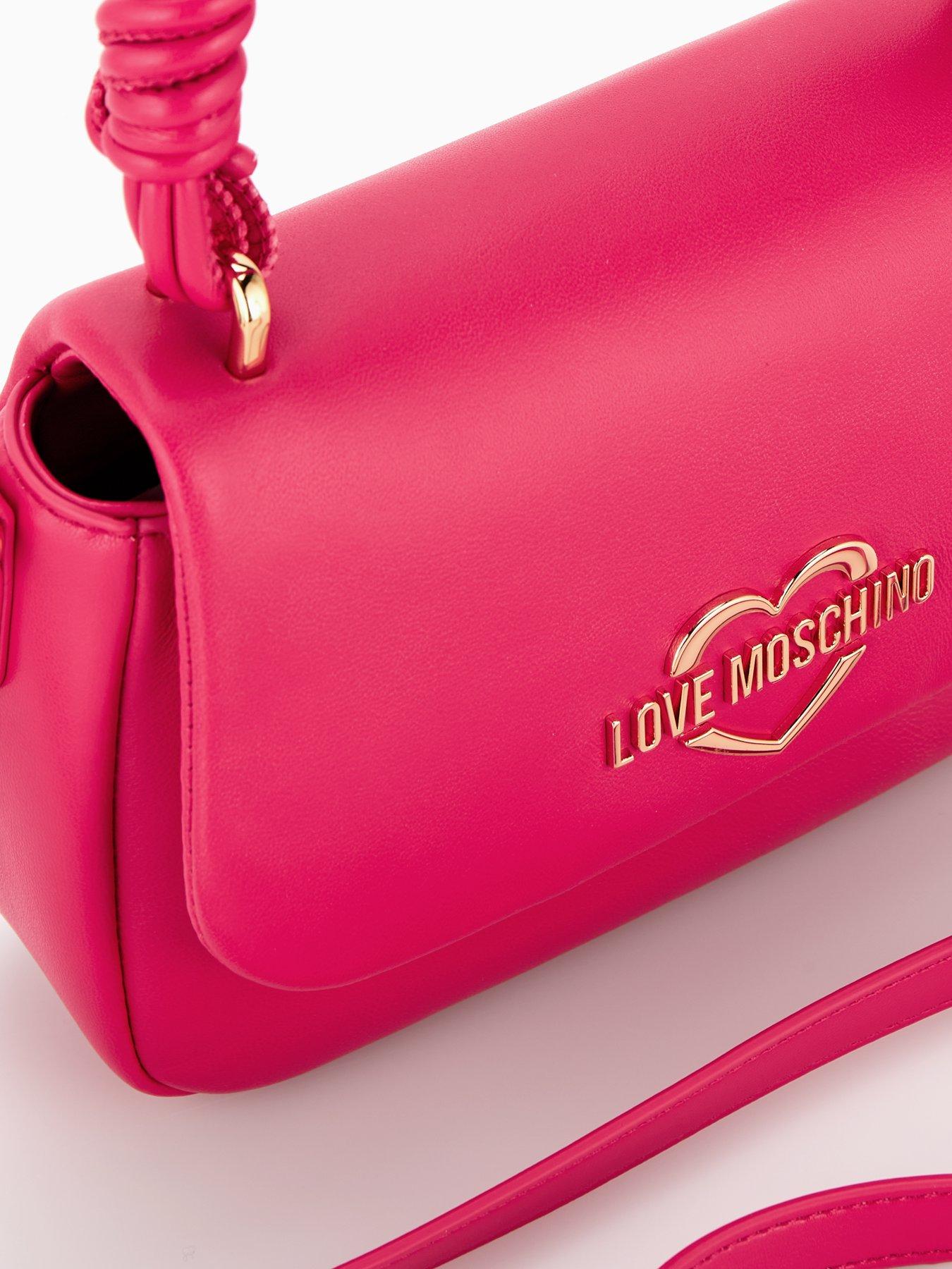 Image 3 of 4 of LOVE MOSCHINO Twisted Strap Small Flap Grab - Fuchsia