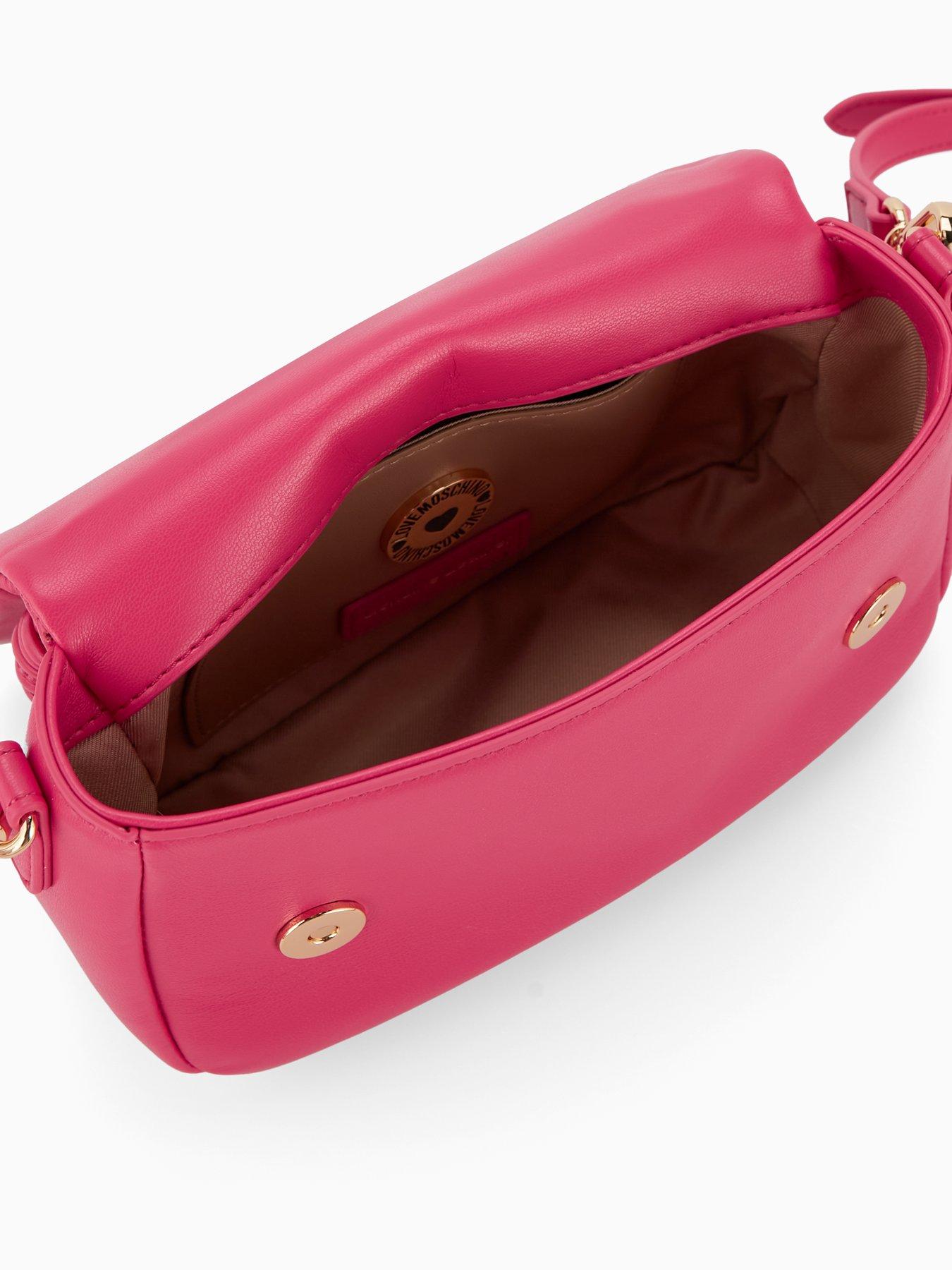 Image 4 of 4 of LOVE MOSCHINO Twisted Strap Small Flap Grab - Fuchsia
