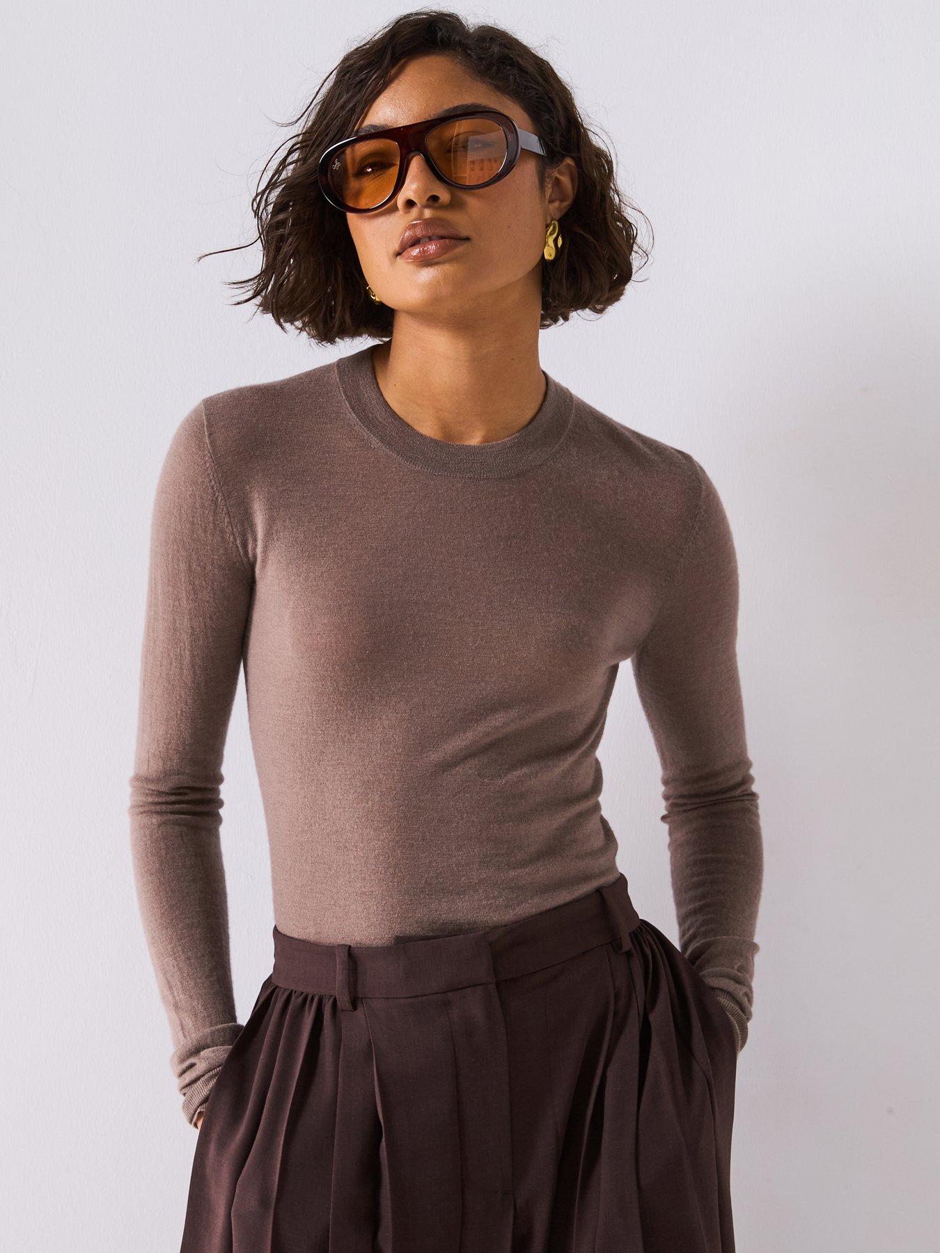 undefined Round Neck Cashmere Jumper - Beige