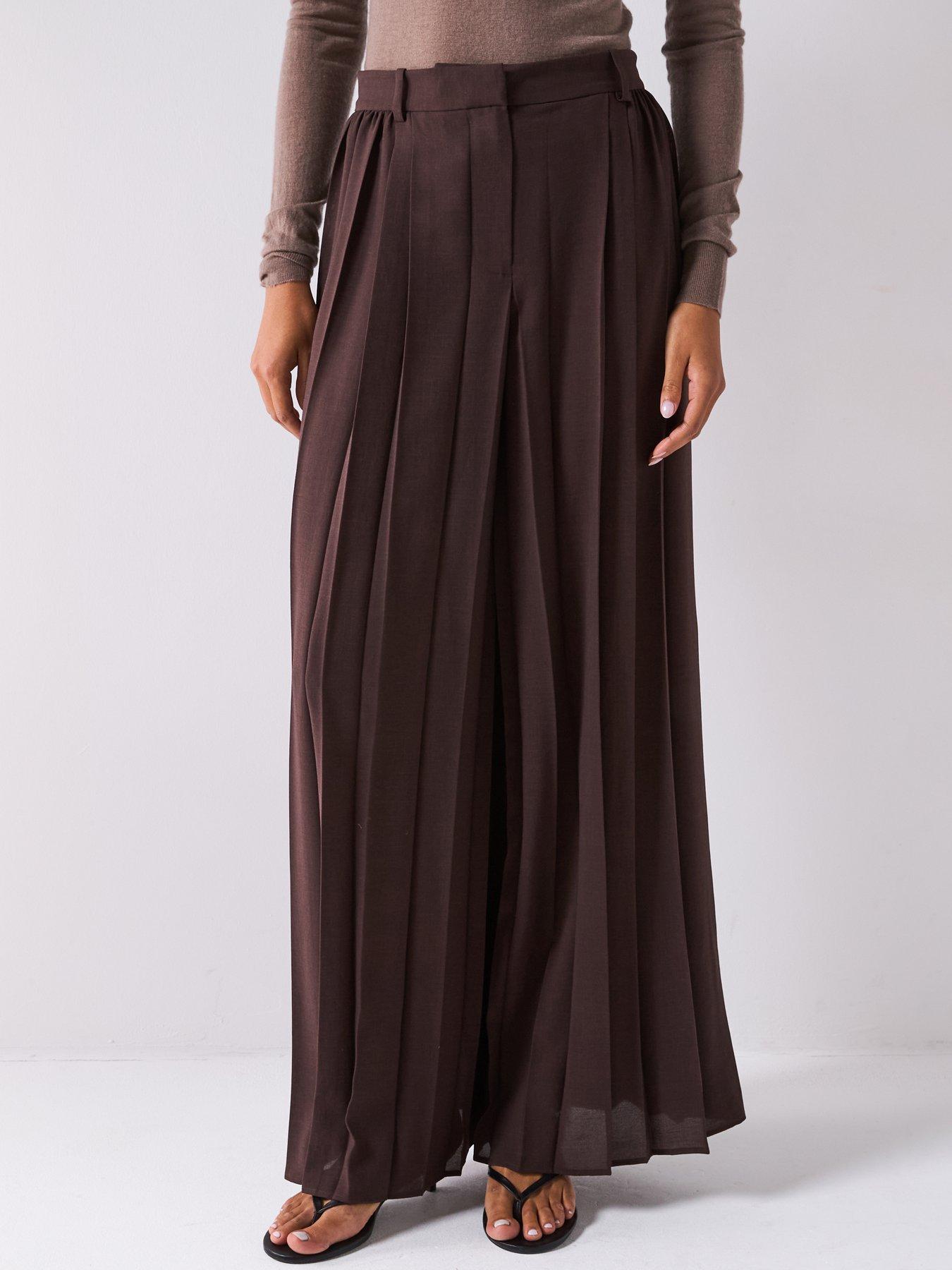JOSEPH Plisse Pant - Dark Brown