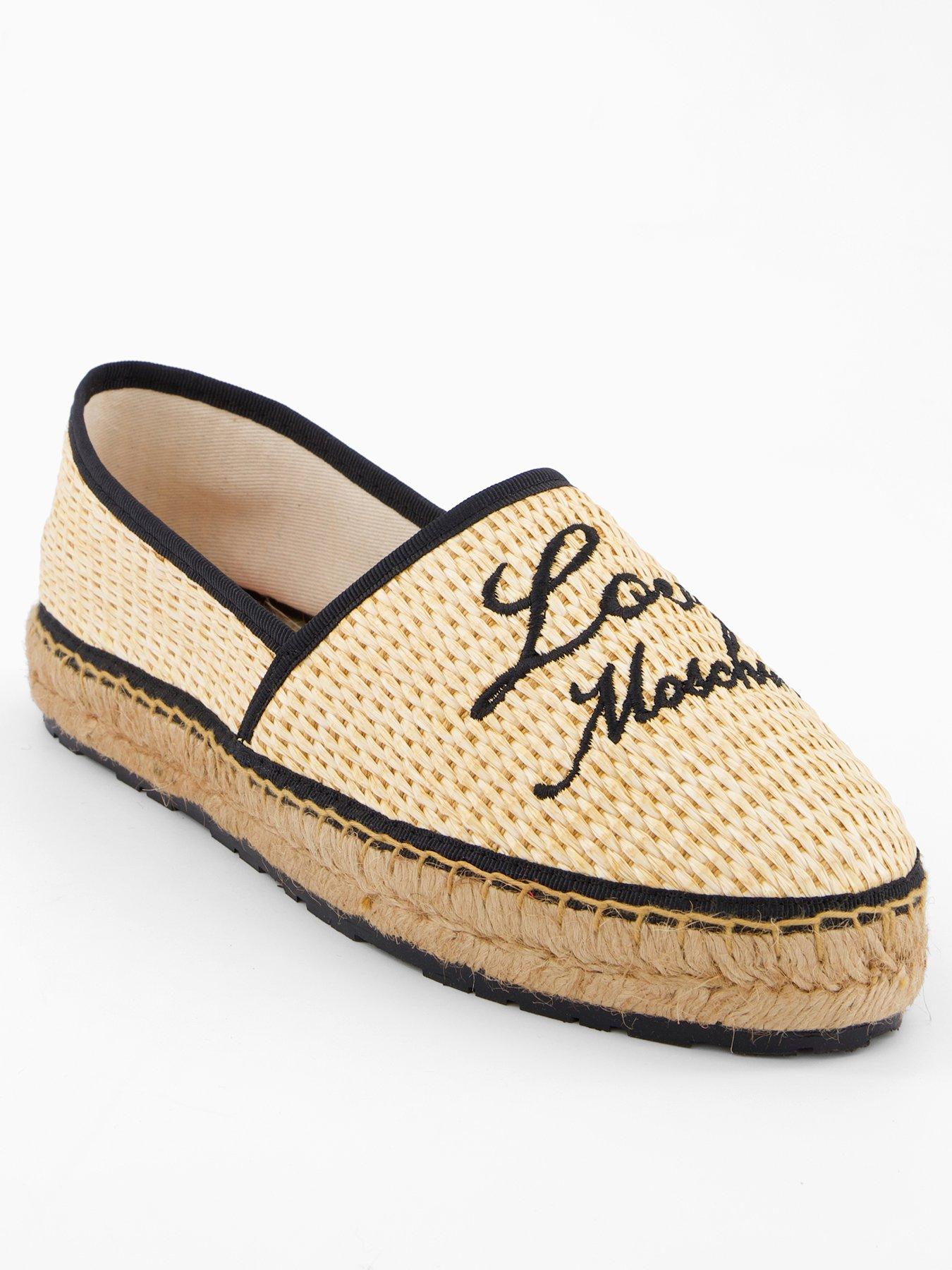 LOVE MOSCHINO Logo Straw Espadrille - Natural