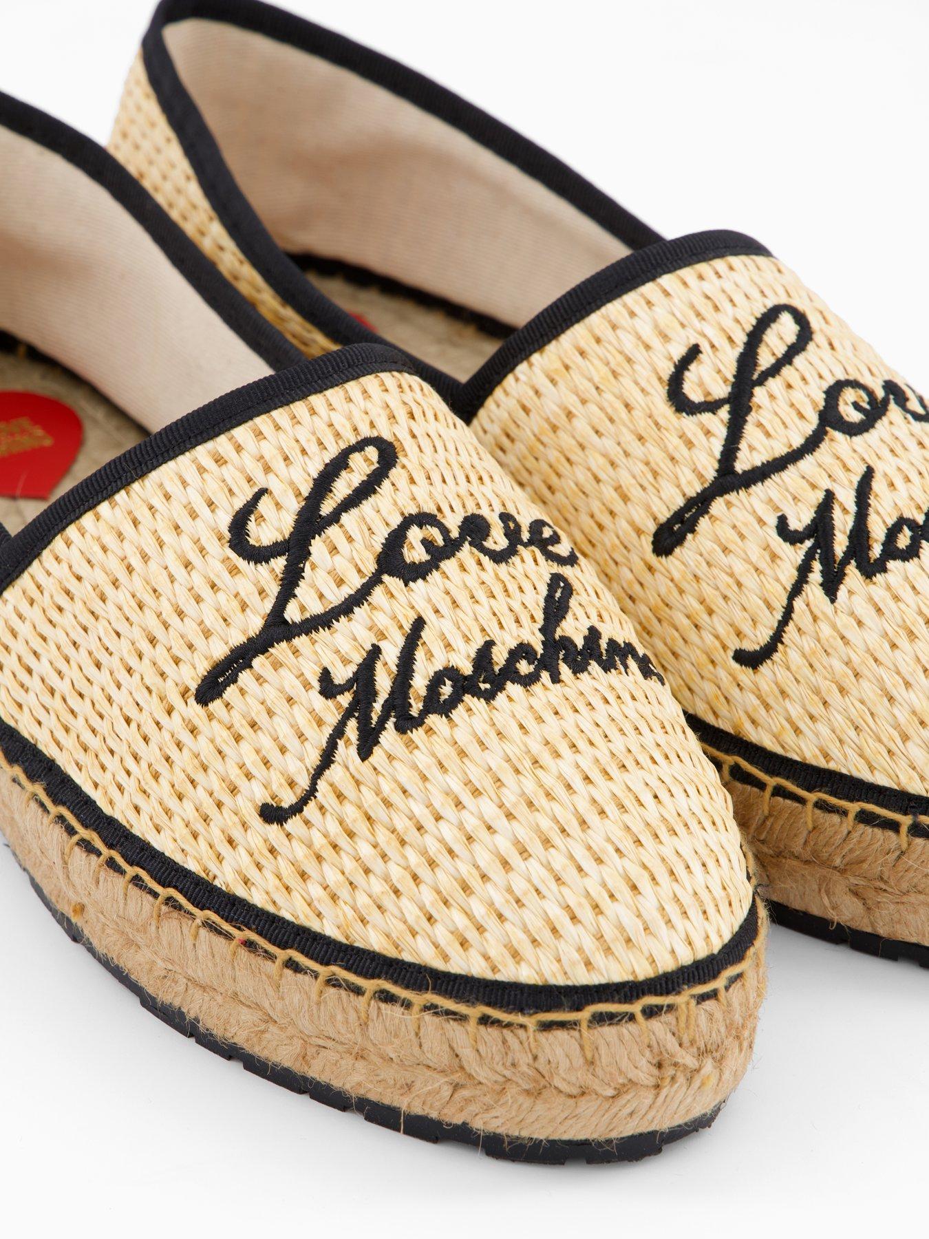 Image 5 of 5 of LOVE MOSCHINO Logo Straw Espadrille - Natural/Black
