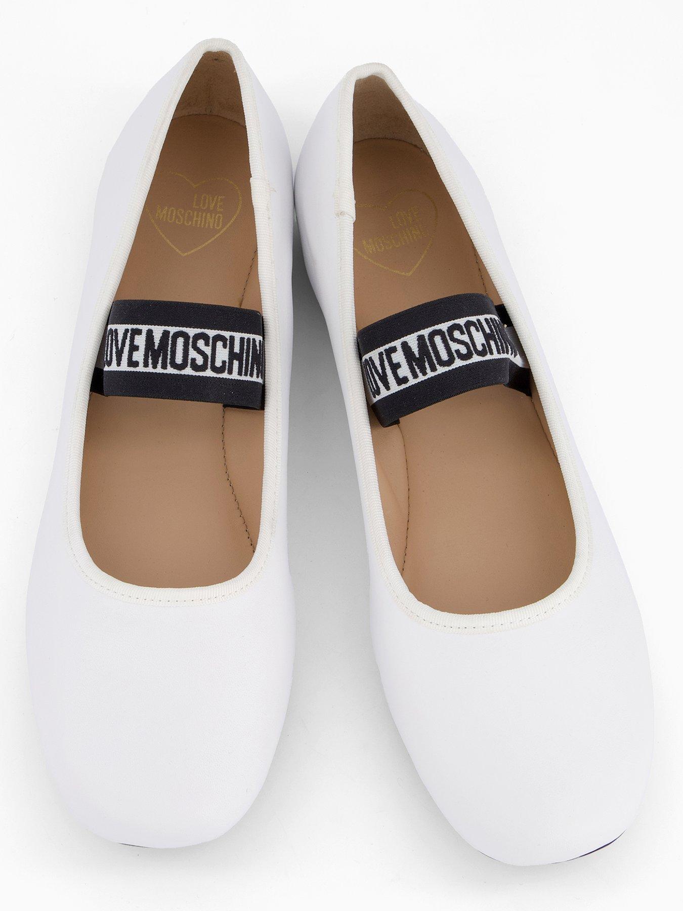 Image 3 of 5 of LOVE MOSCHINO Logo Strap Ballet Flat - White