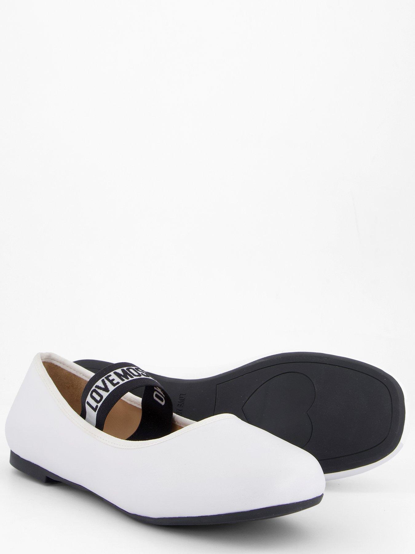 Image 4 of 5 of LOVE MOSCHINO Logo Strap Ballet Flat - White