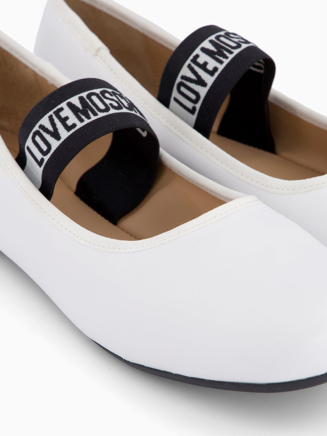 Image 5 of 5 of LOVE MOSCHINO Logo Strap Ballet Flat - White