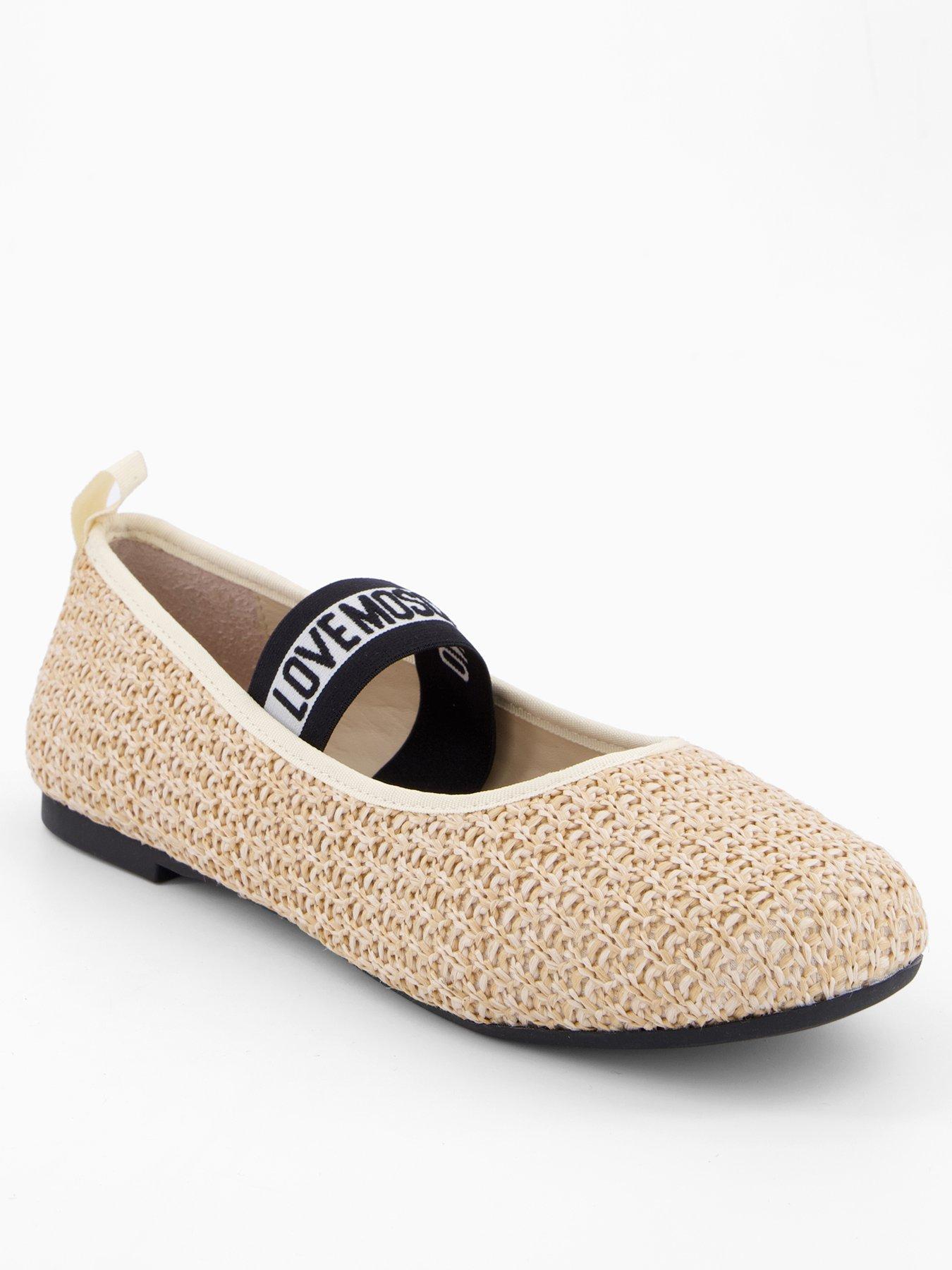 Image 1 of 5 of LOVE MOSCHINO Raffia Straw Ballet Flat - Natural