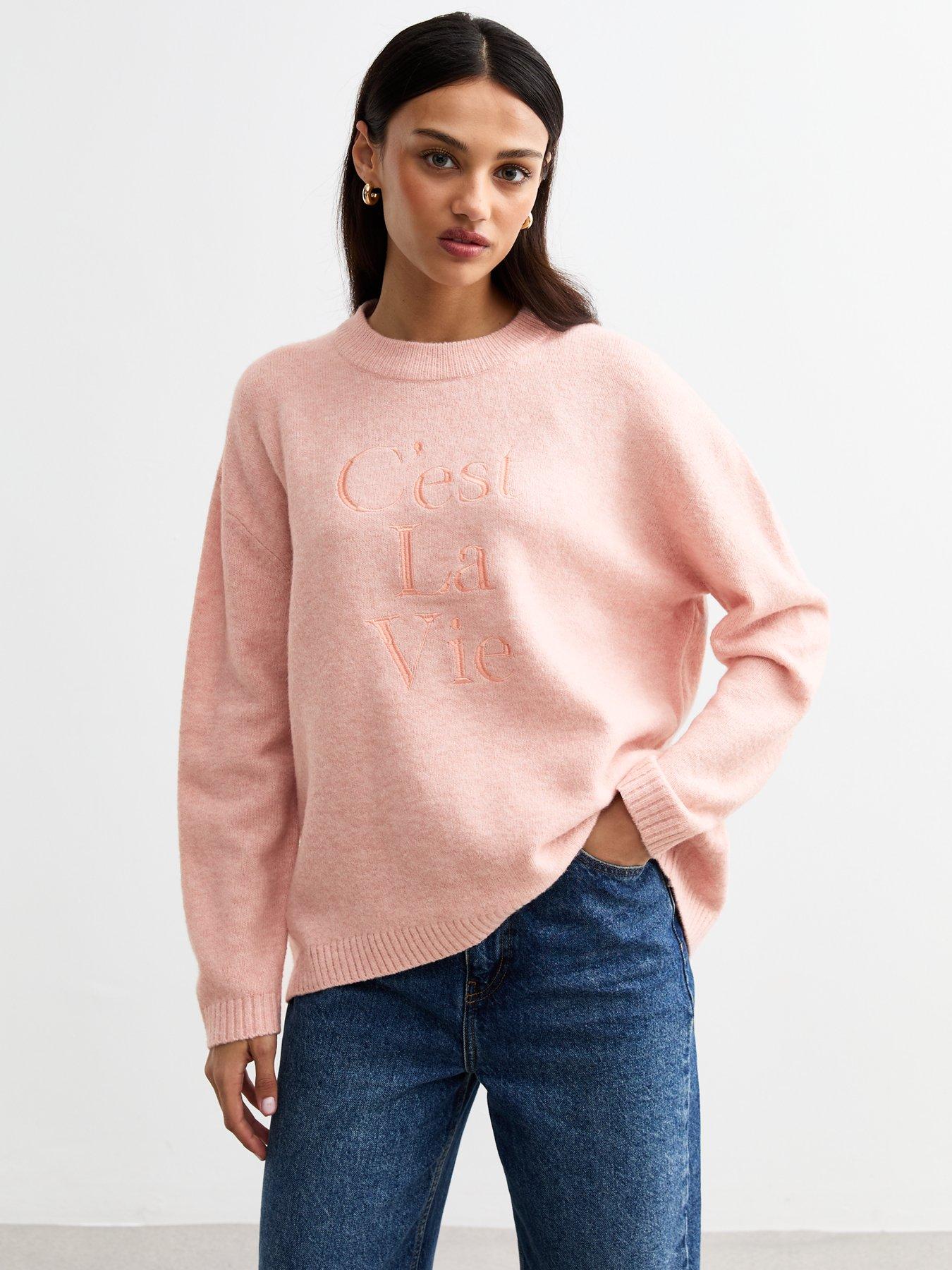undefined Cest La Vie Embroidered Jumper - Pink