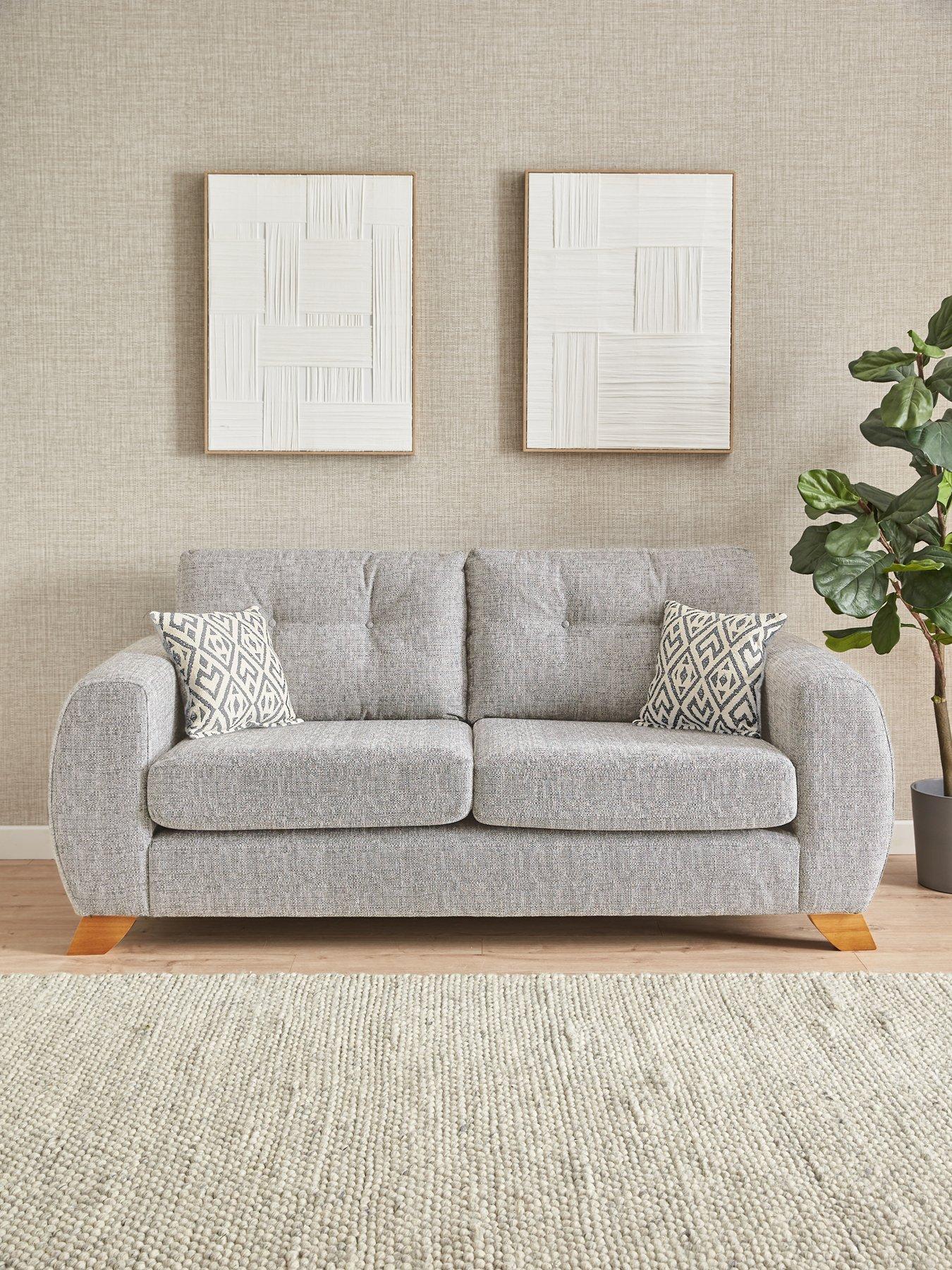 The Very Collection Prent Fabric 3 Seater Sofa - Silver - Made to Order in the UK