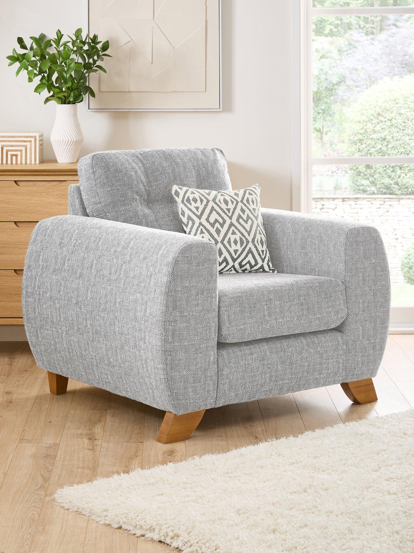 The Very Collection Prent Fabric Armchair - Silver - Made to order in the UK