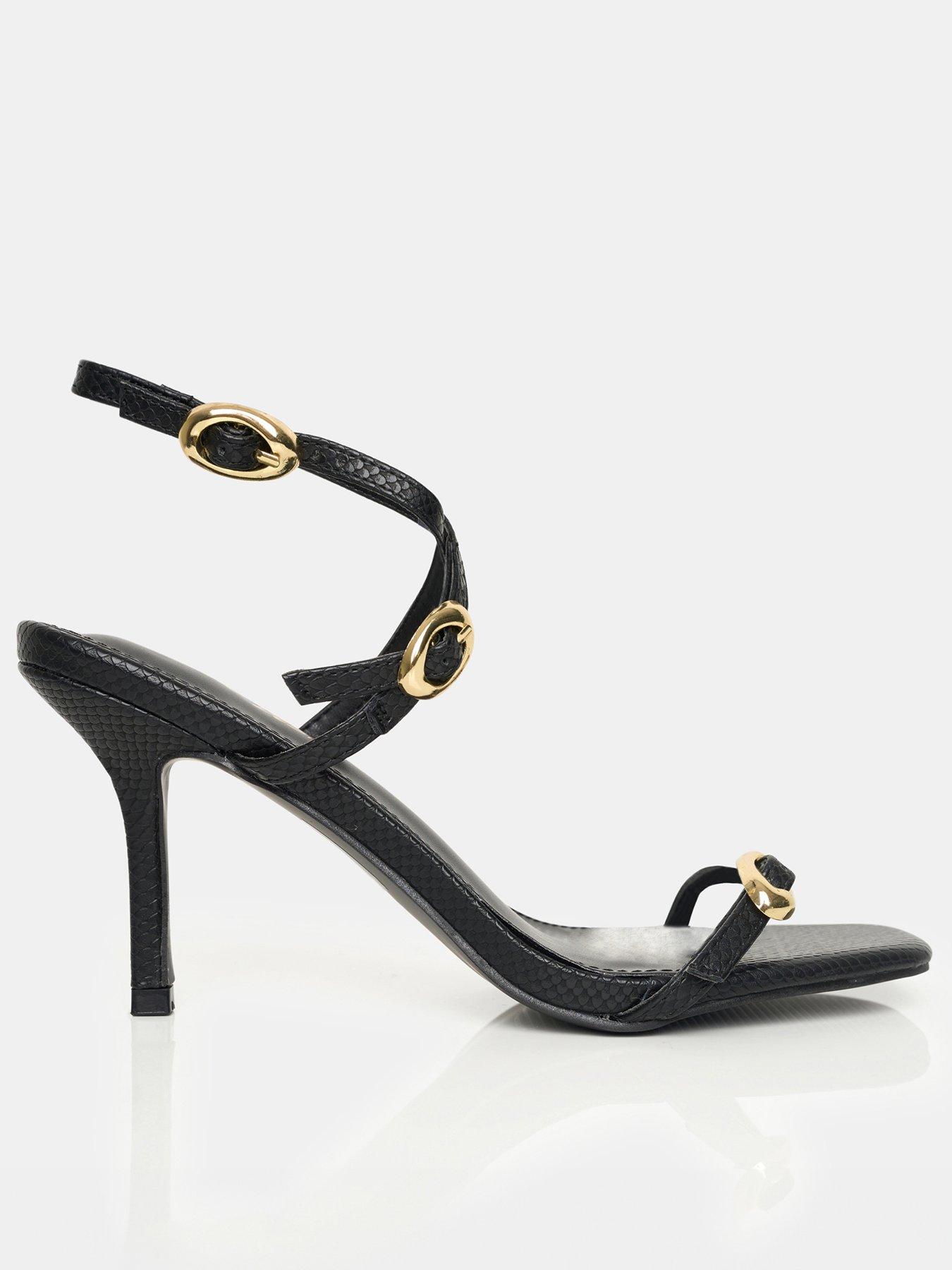 Public Desire Grand Buckle Detail  Heeled Sandal - Black