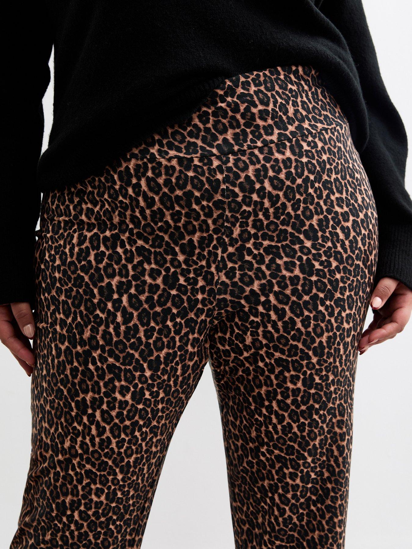 New Look Curves Brown Leopard Print Kick Flare Leggings Very