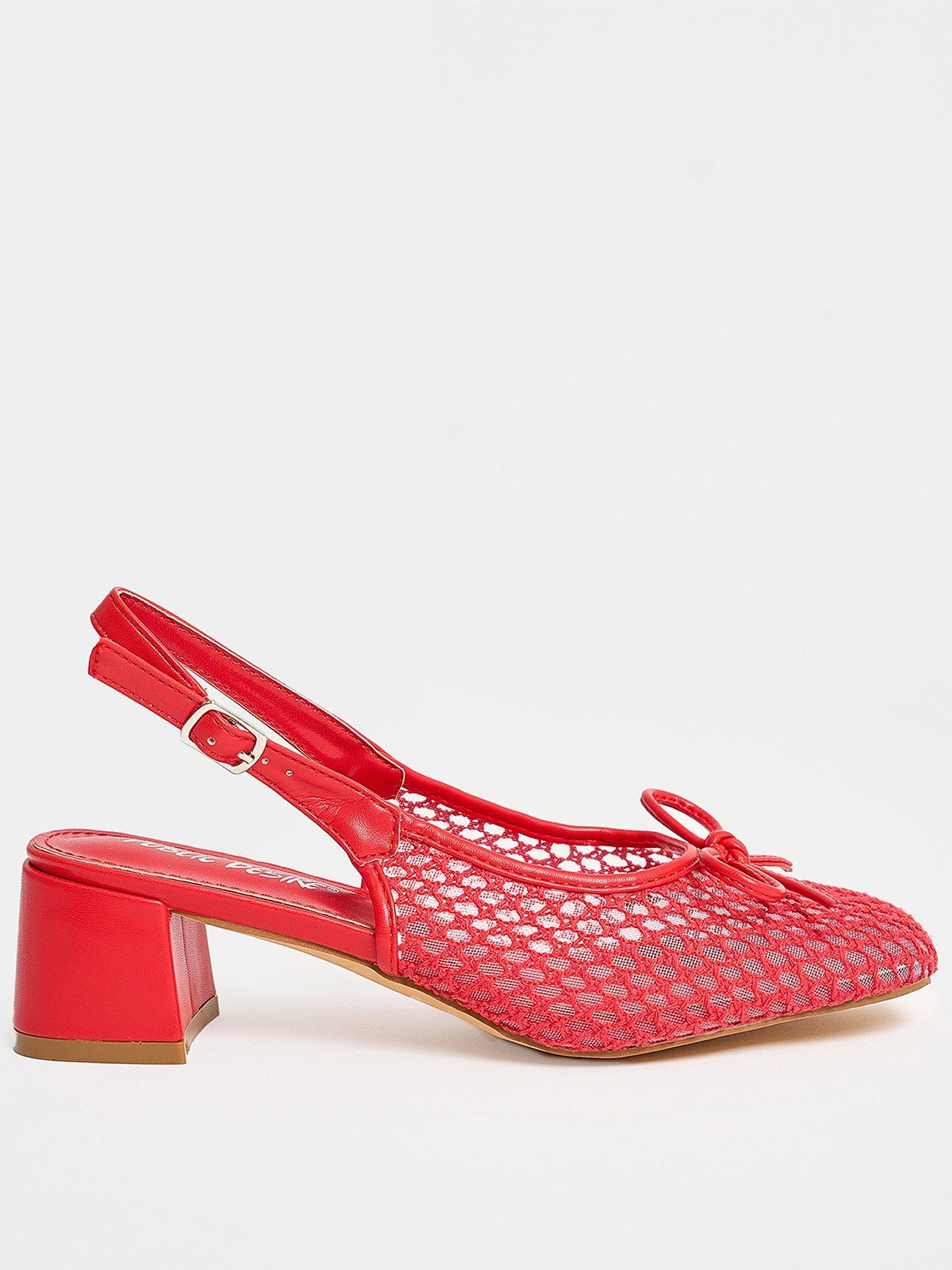 Public Desire Lover Girl Woven Block Heels - Red