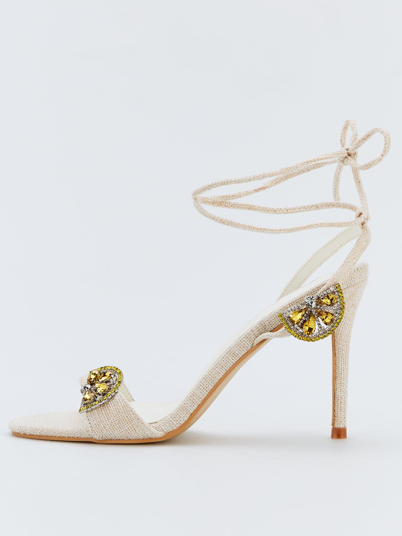 undefined Fruity Lemon Embellished Heel - Natural