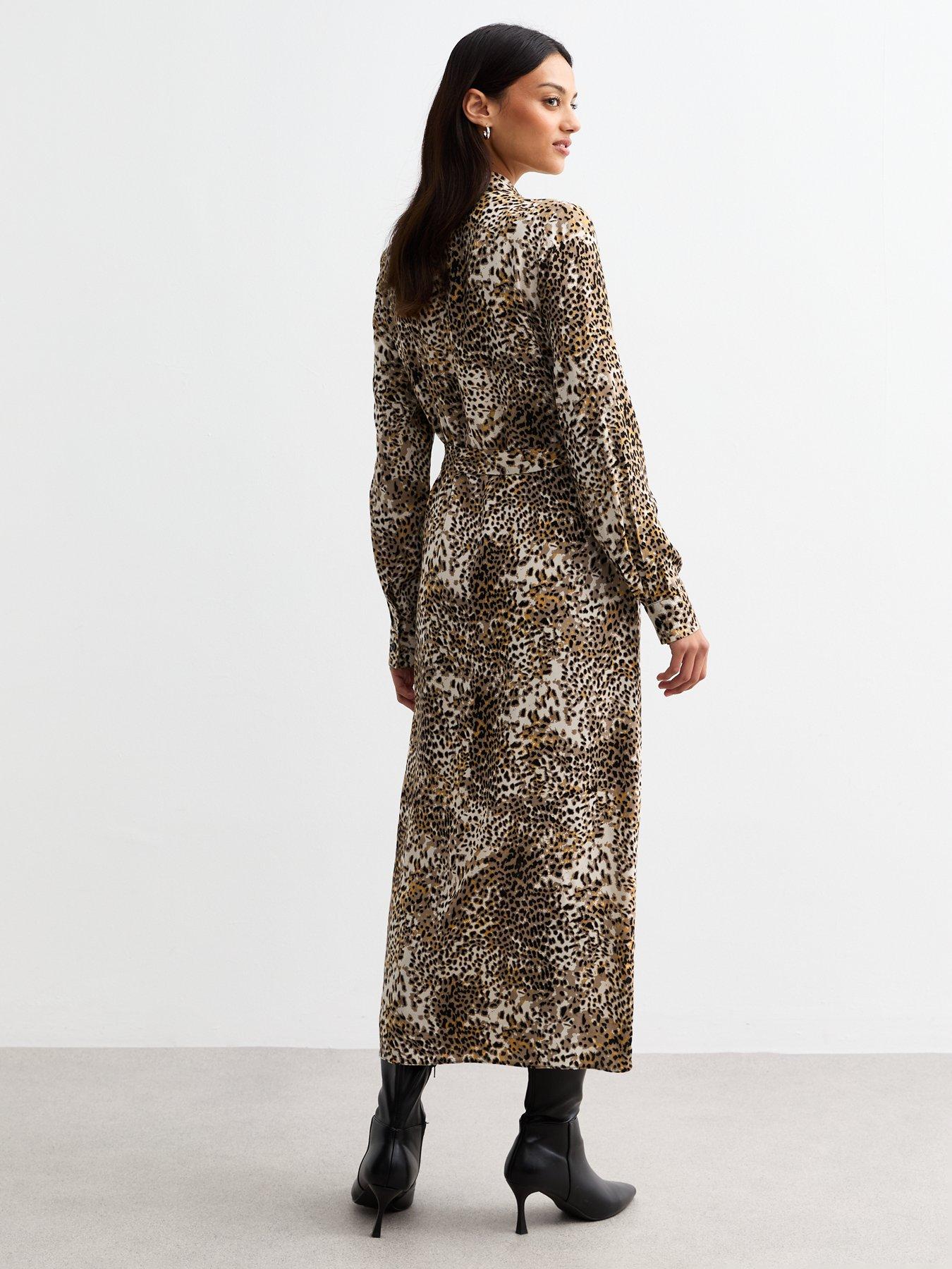 New Look Brown Leopard Print Midi Shirt Dress | Very