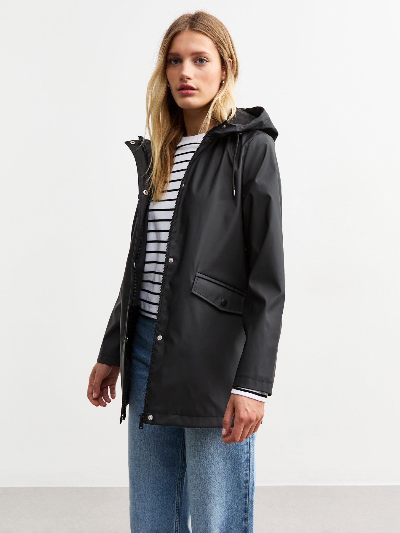 undefined Unlined Shower Resistant Rain Coat - Black