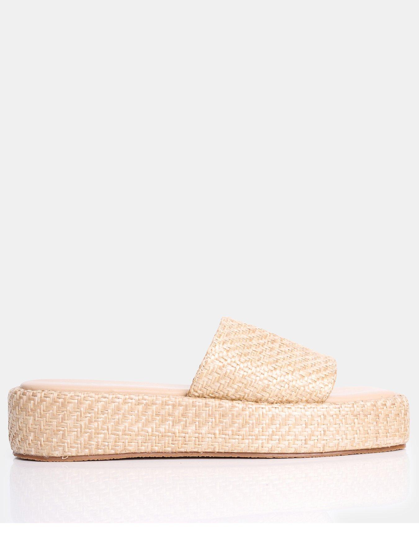 undefined Eclipse Straw Flat Sandal - Natural