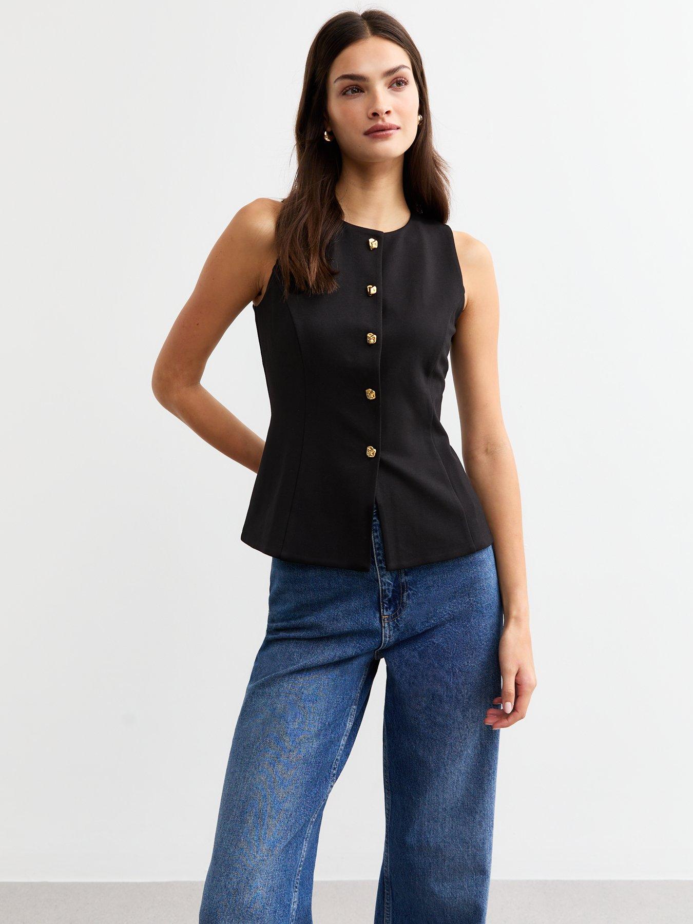 undefined Crew Neck Waistcoat - Black