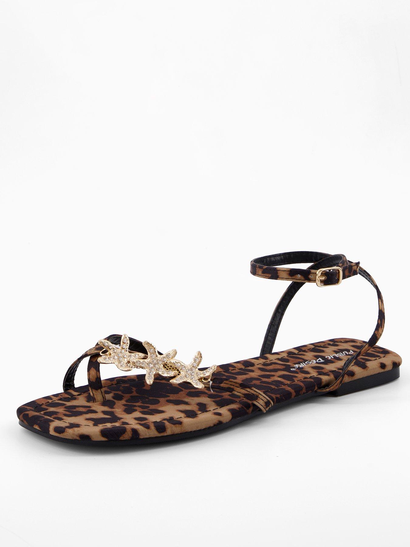 undefined Lyrical Starfish Flat Sandal - Leopard Embellished