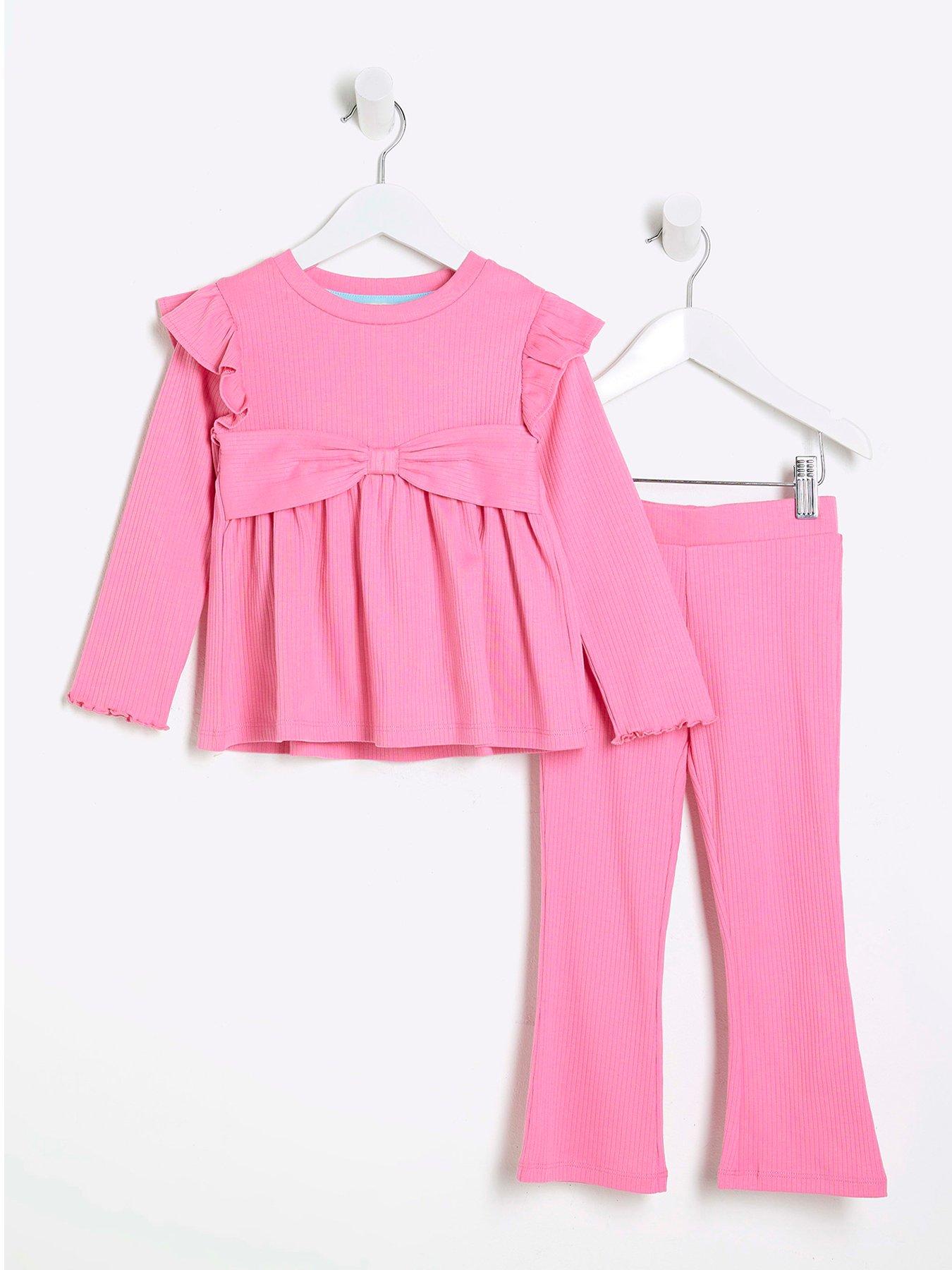 River Island Mini Mini Girls Peplum Bow Top Set - Pink
