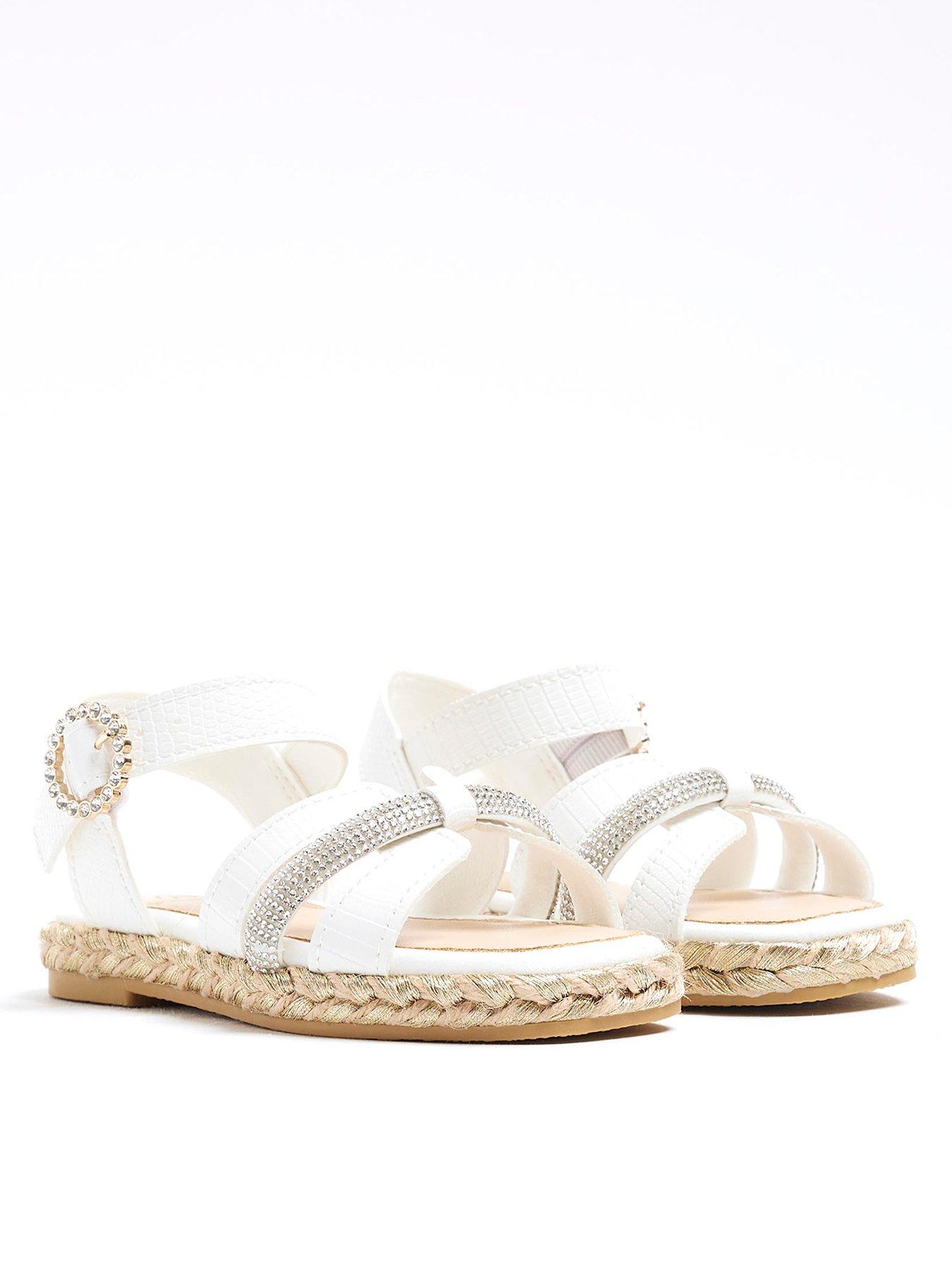 undefined Mini Girl Faux Leather Sandals - White