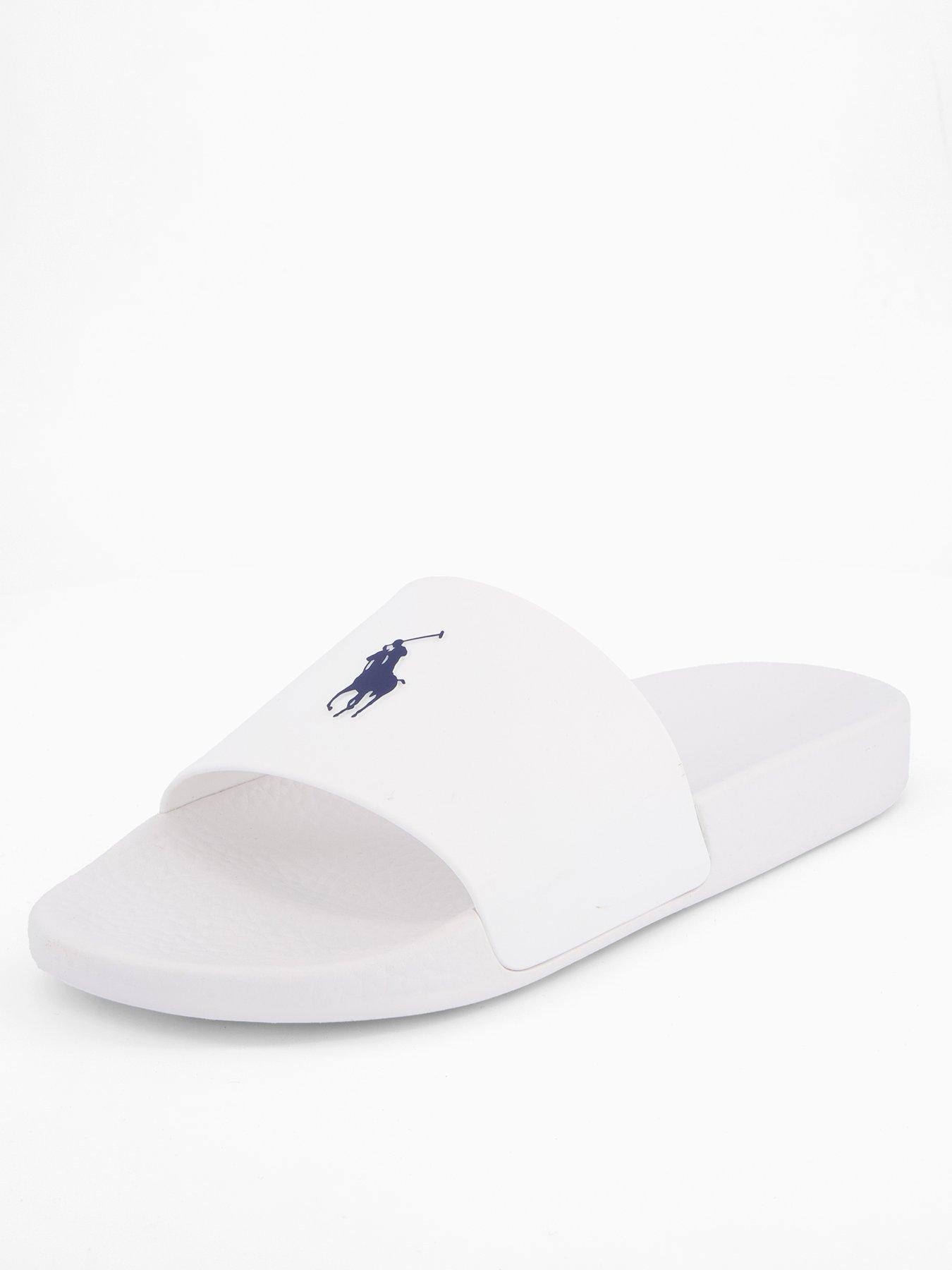 Image 1 of 6 of Polo Ralph Lauren Pool Slider - White