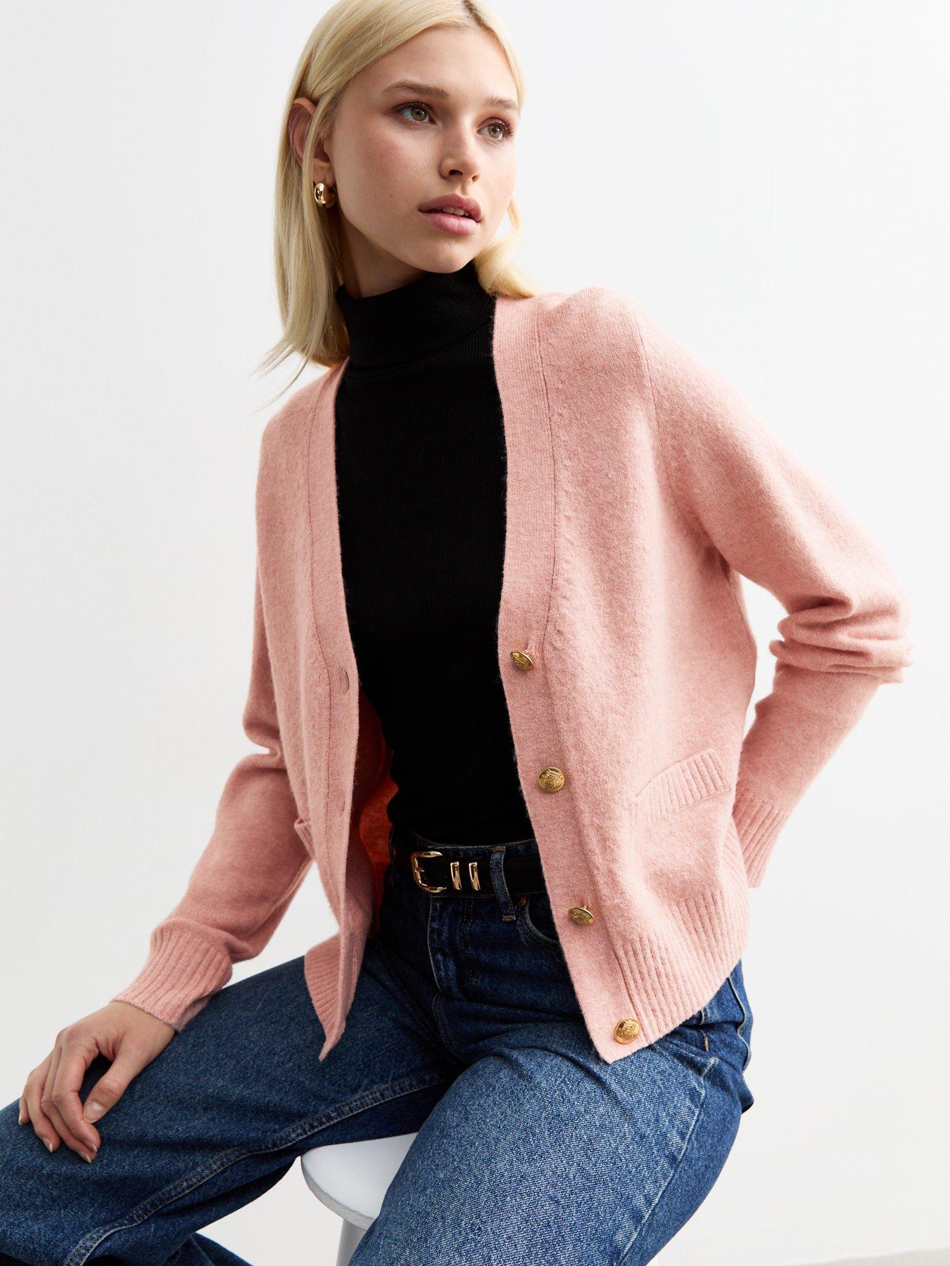 undefined V-Neck Cardigan - Pink