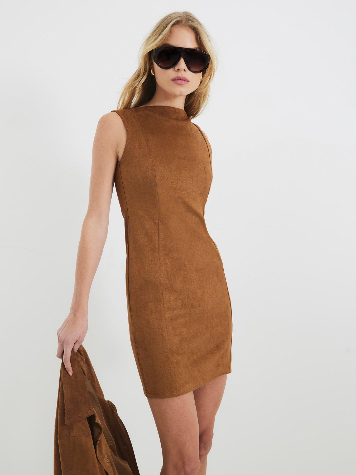 River Island Suede Mini Dress - Brown