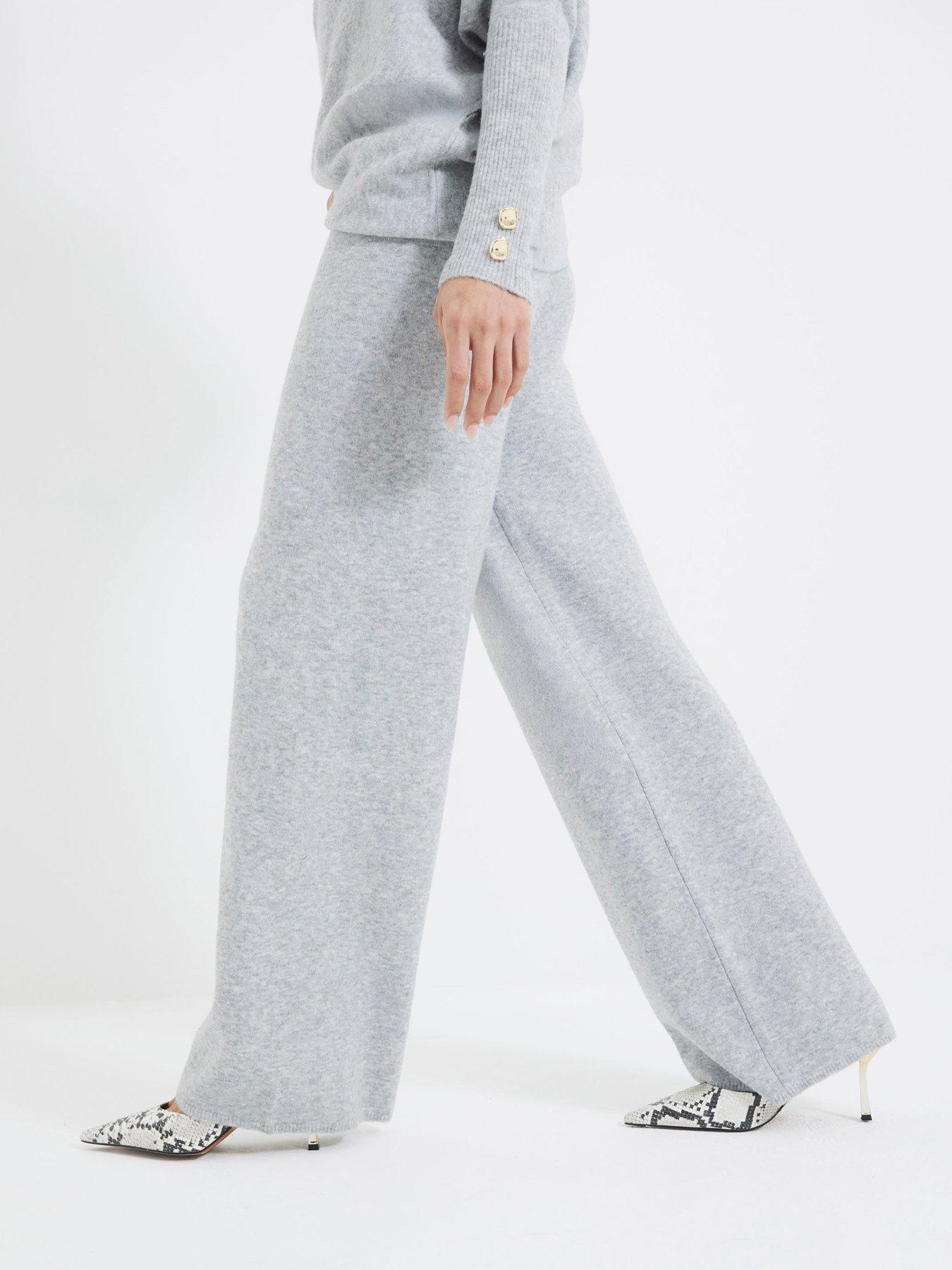River Island Knit Wide Leg Trouser - Grey