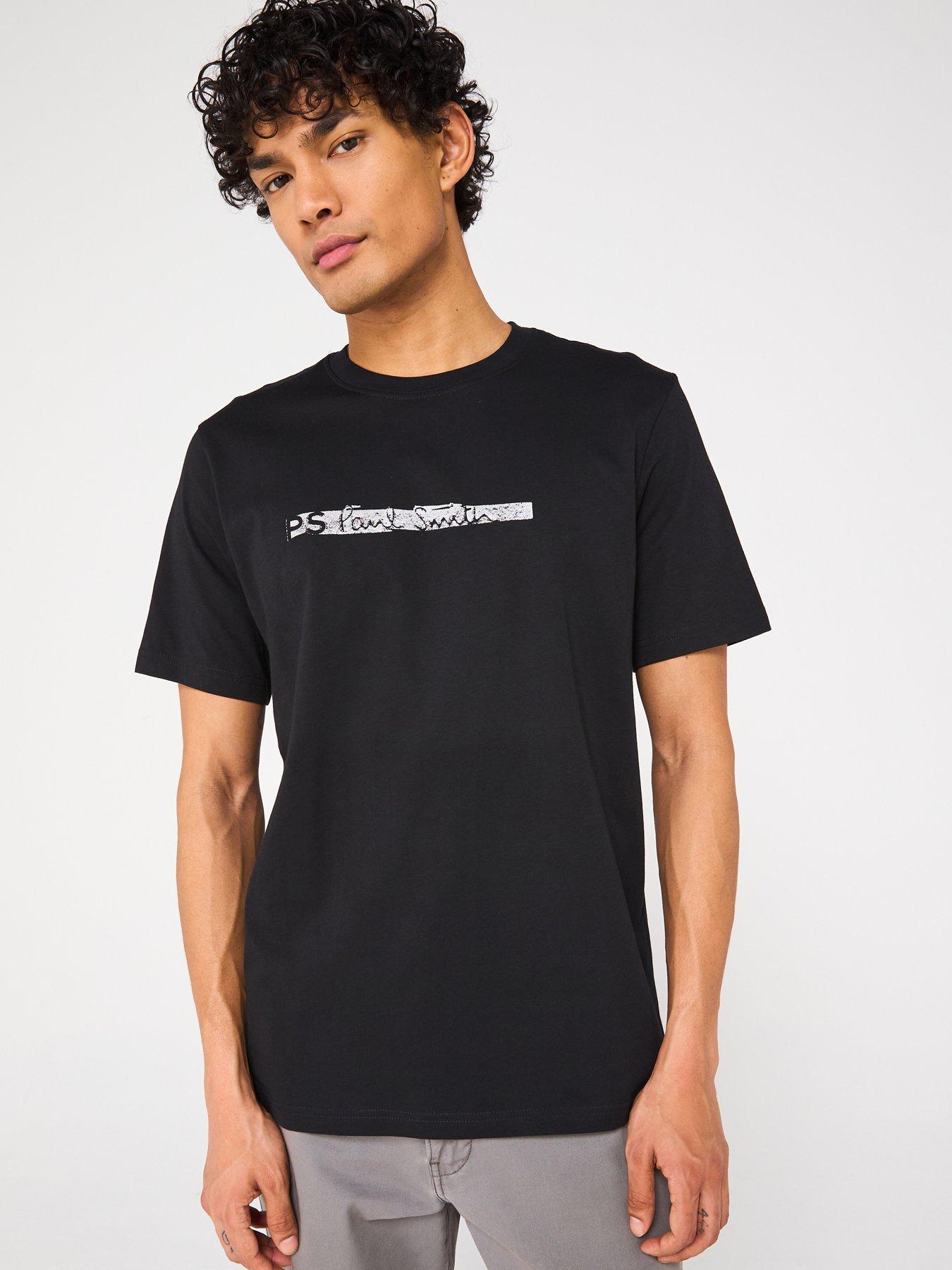 undefined Regular Fit Short Sleeve Metallic Brush Stroke T-Shirt - Black