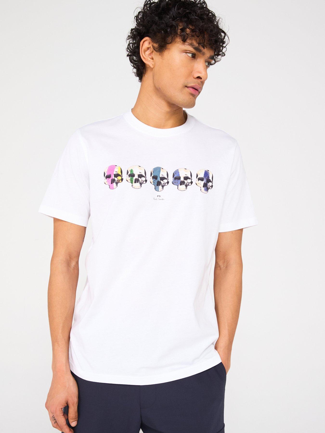 undefined Regular Fit Short Sleeve Skull T-Shirt - White