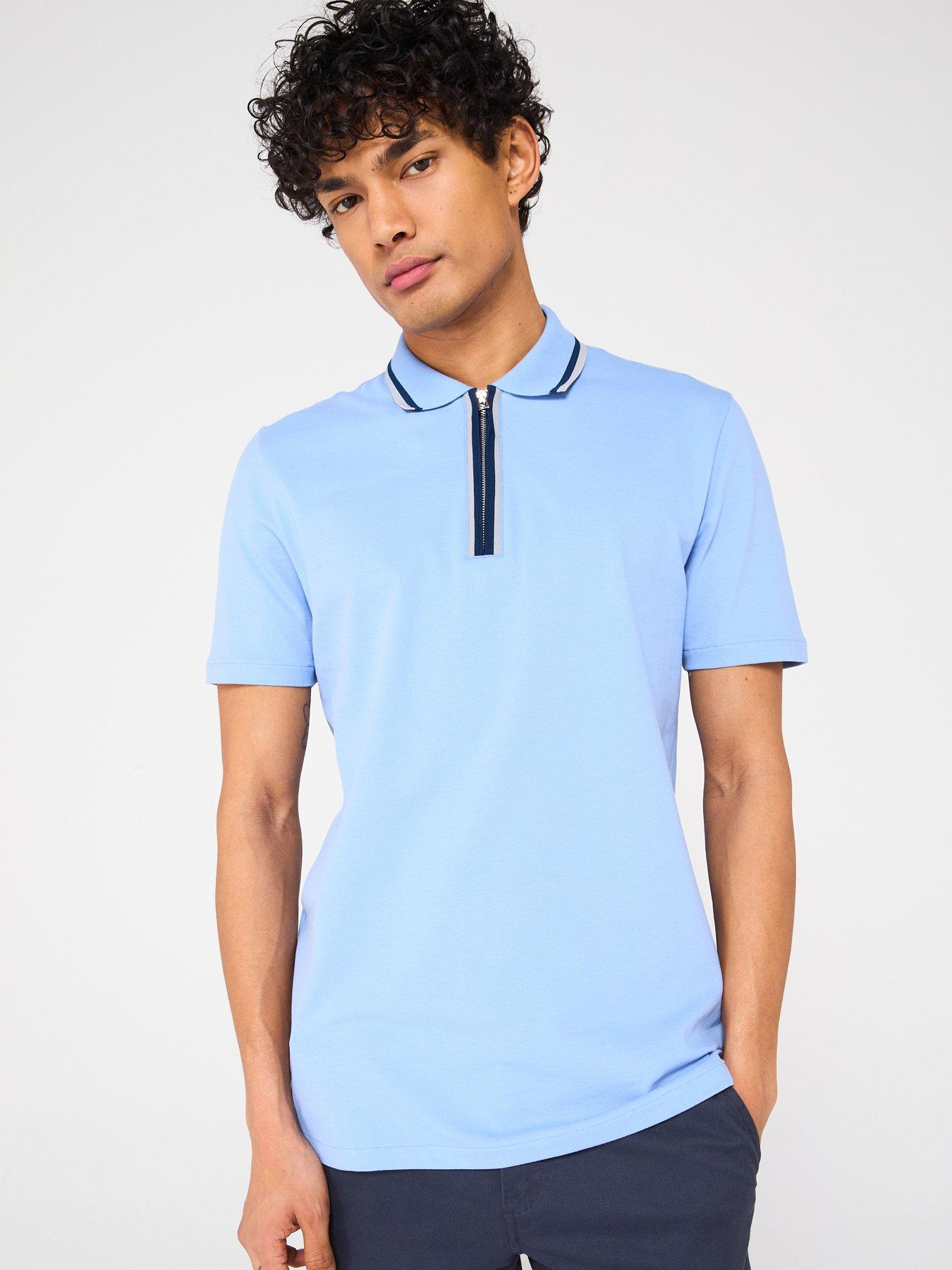 undefined Regular Fit Zip Polo Shirt - Blue