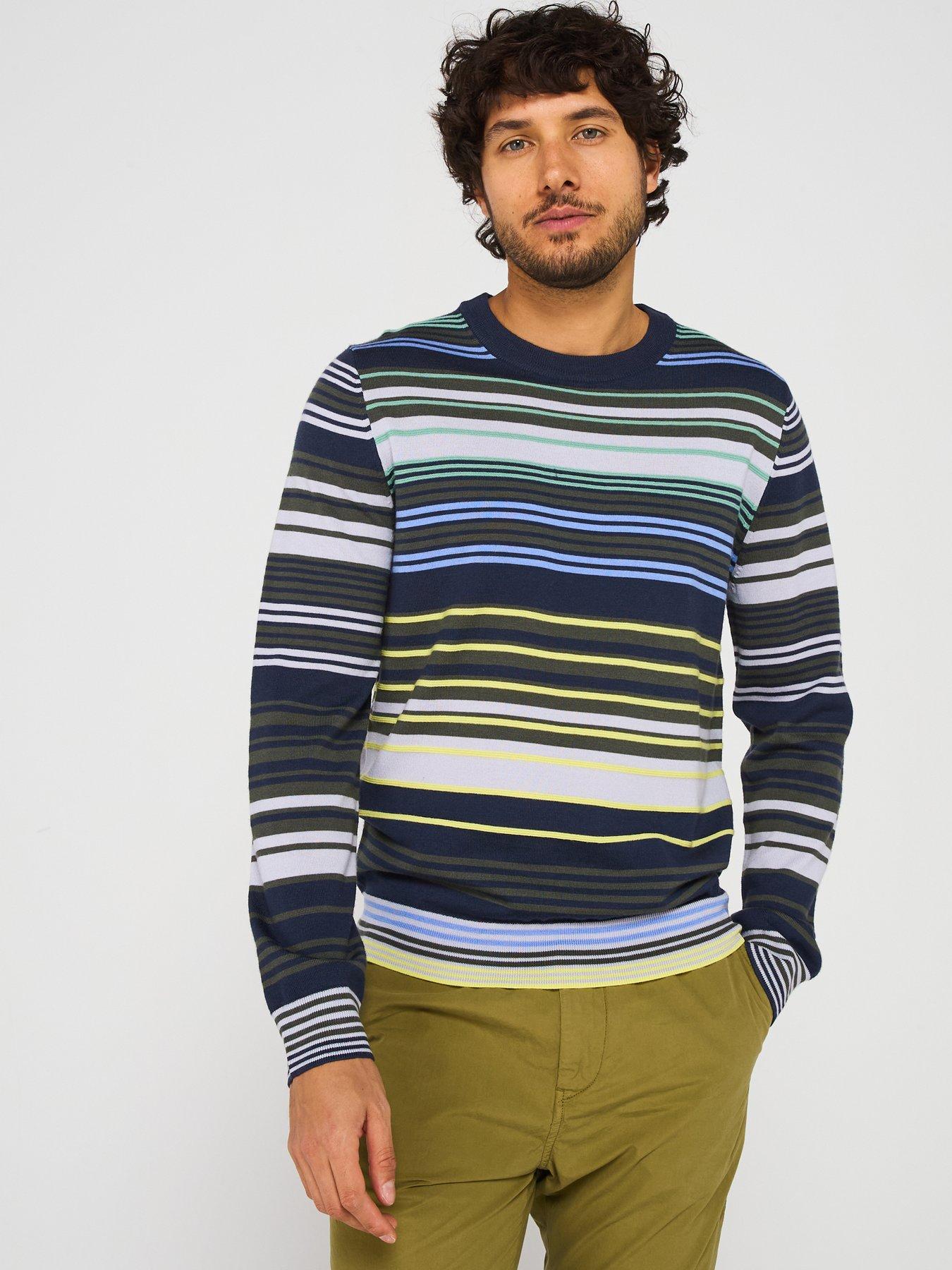 undefined Striped Merino Wool Sweater - Blue