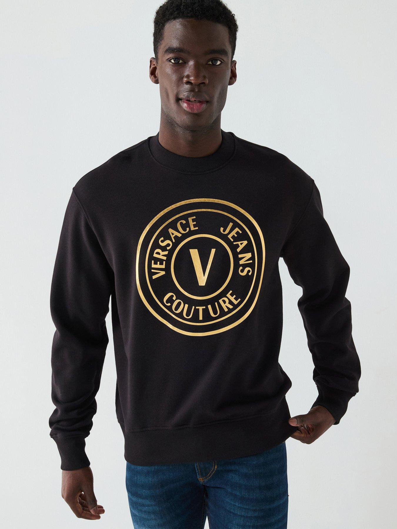 undefined V Emblem Foil Print Sweatshirt - Black