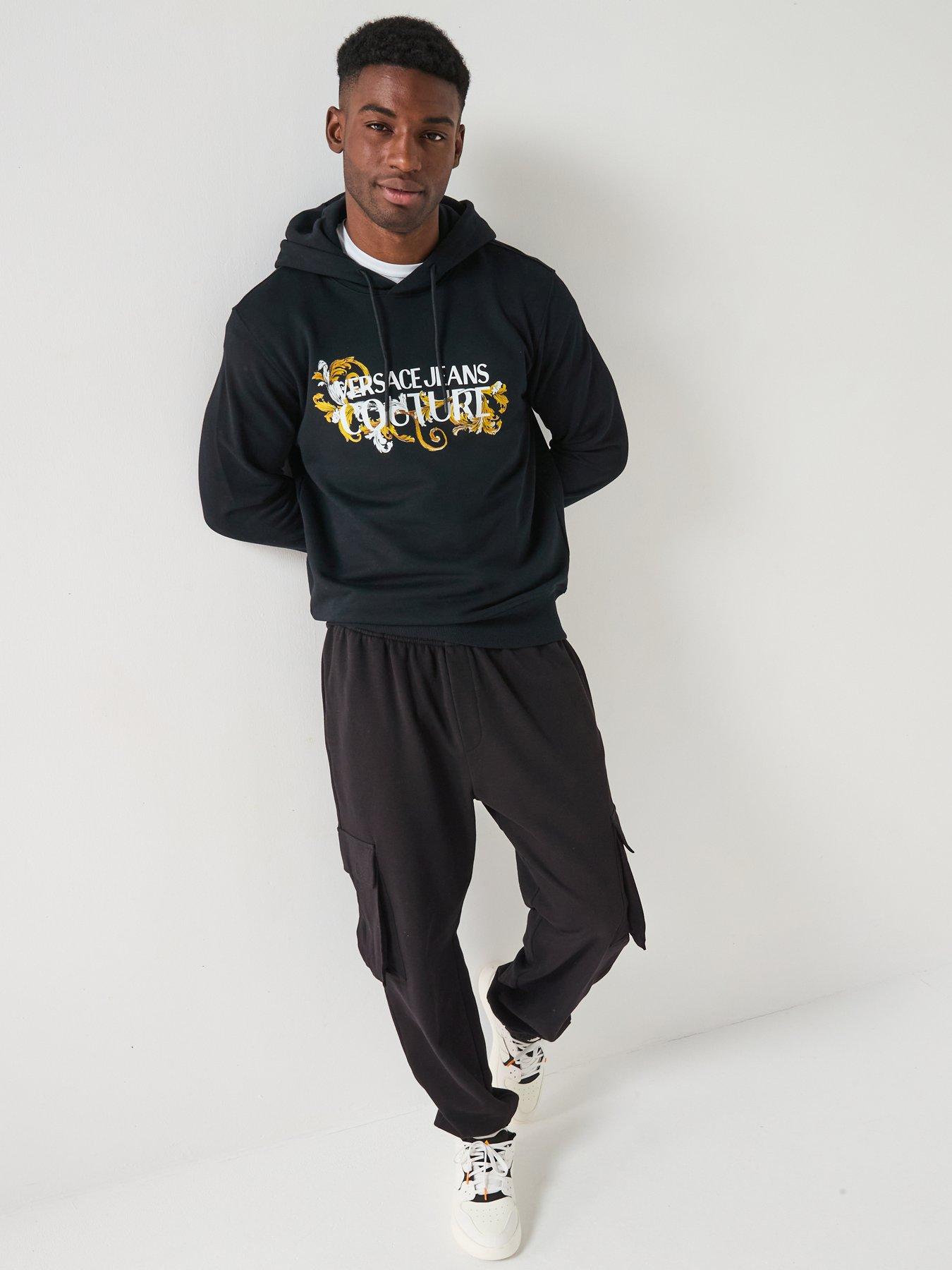 Image 3 of 6 of Versace Jeans Couture Baroque Logo Hoodie - Black