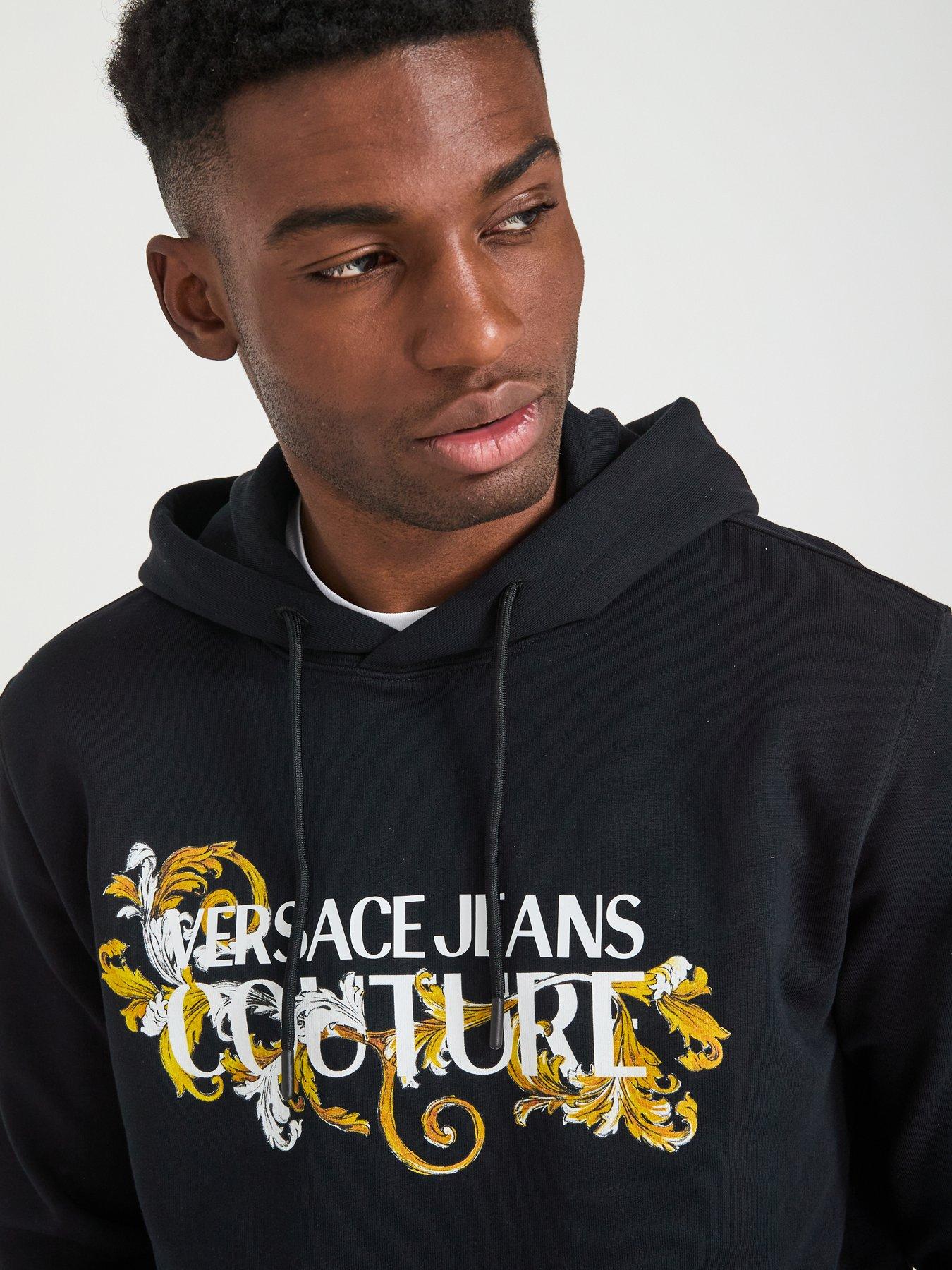 Image 4 of 6 of Versace Jeans Couture Baroque Logo Hoodie - Black