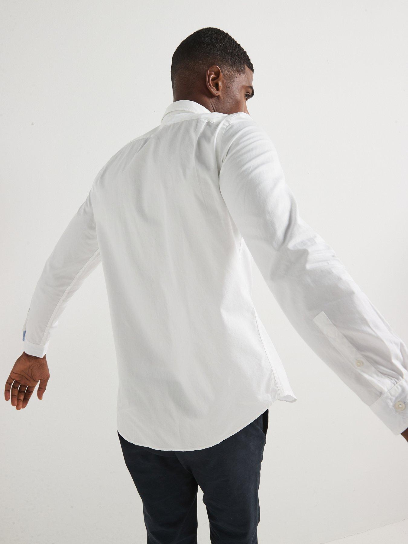 Image 2 of 5 of PS PAUL SMITH Long Sleeve Tailored Fit Zebra Badge Logo Shirt - White