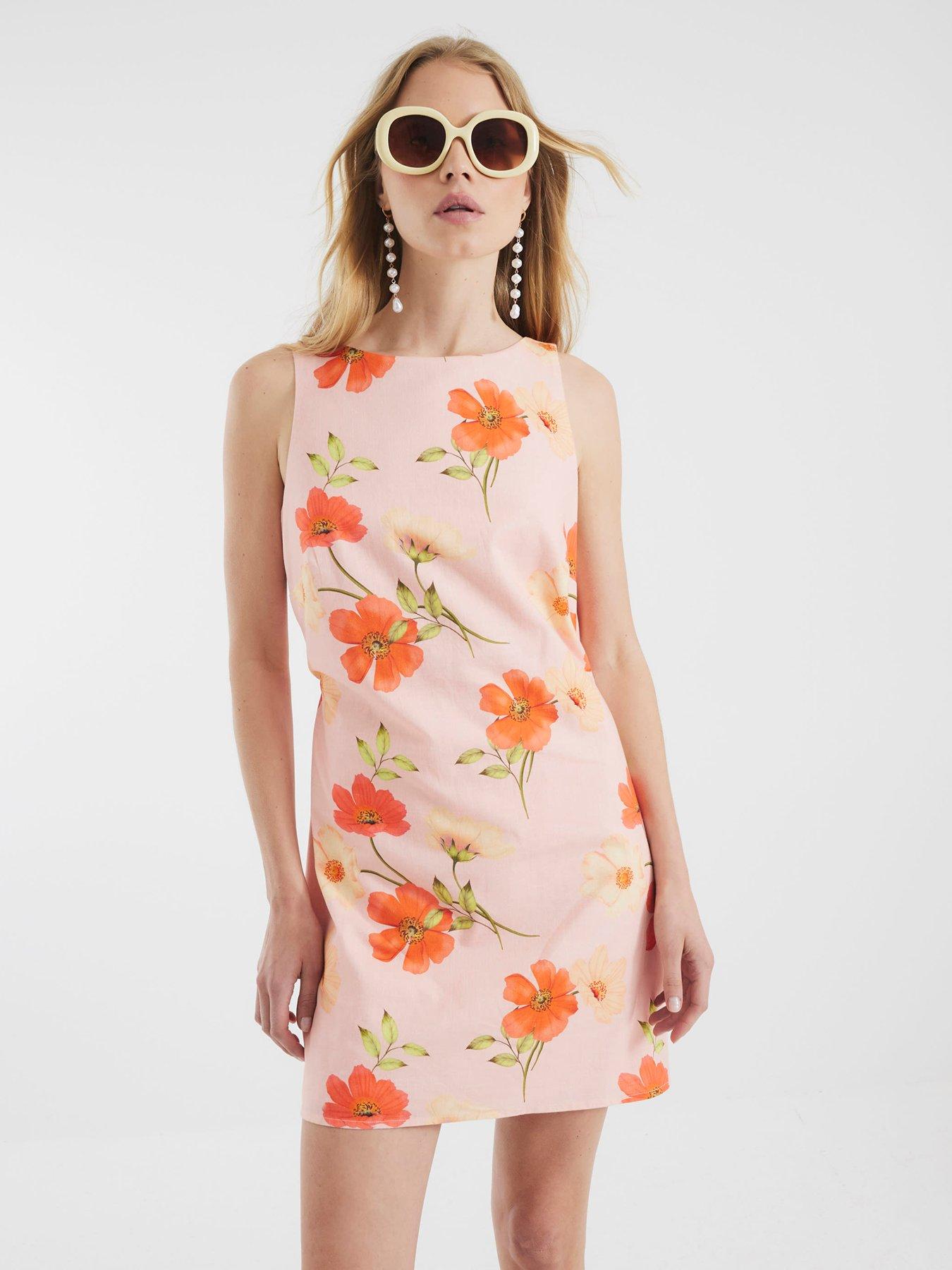 undefined Floral Shift Mini Dress - Pink