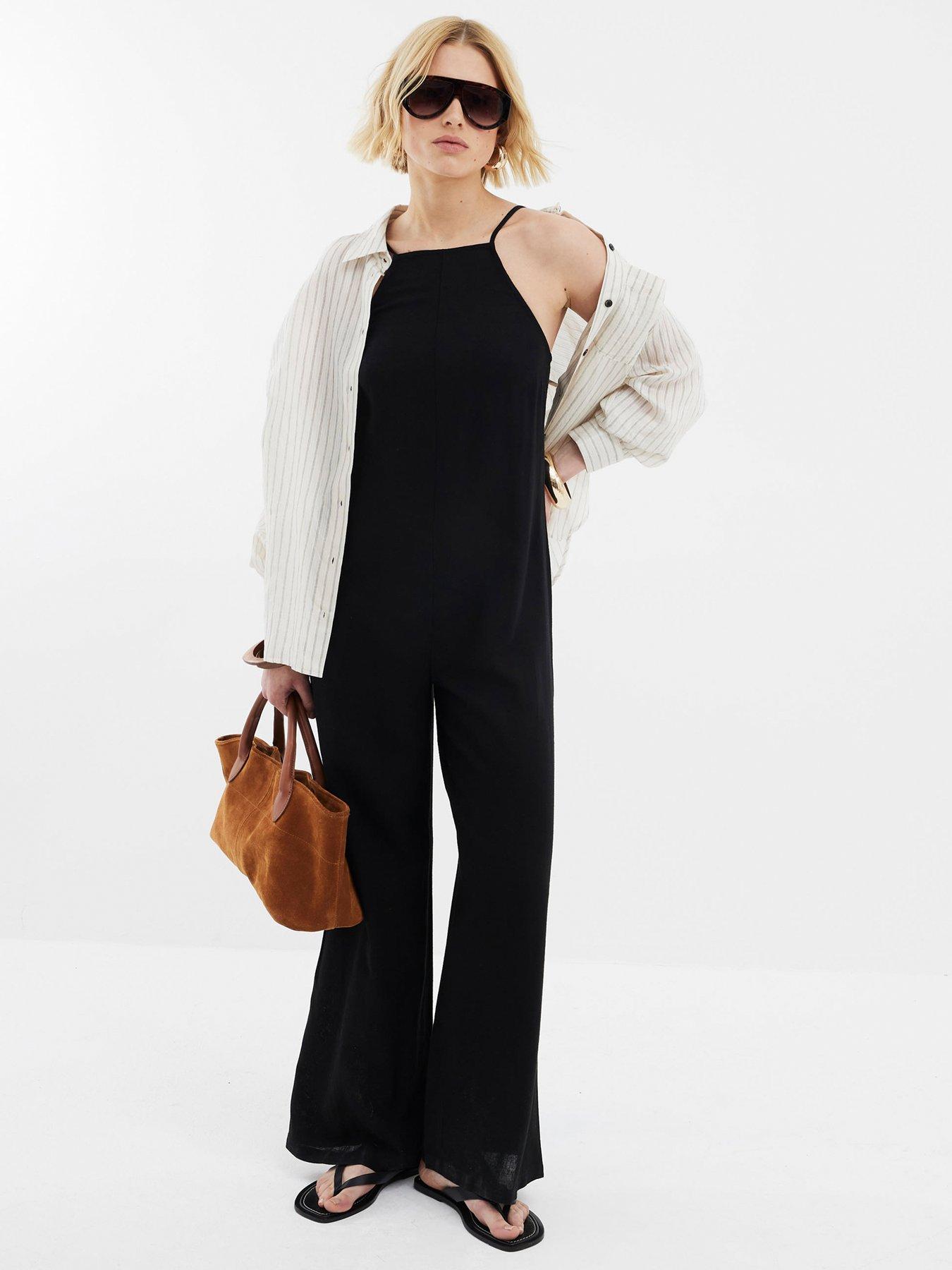 undefined Linen Jumpsuit - Black