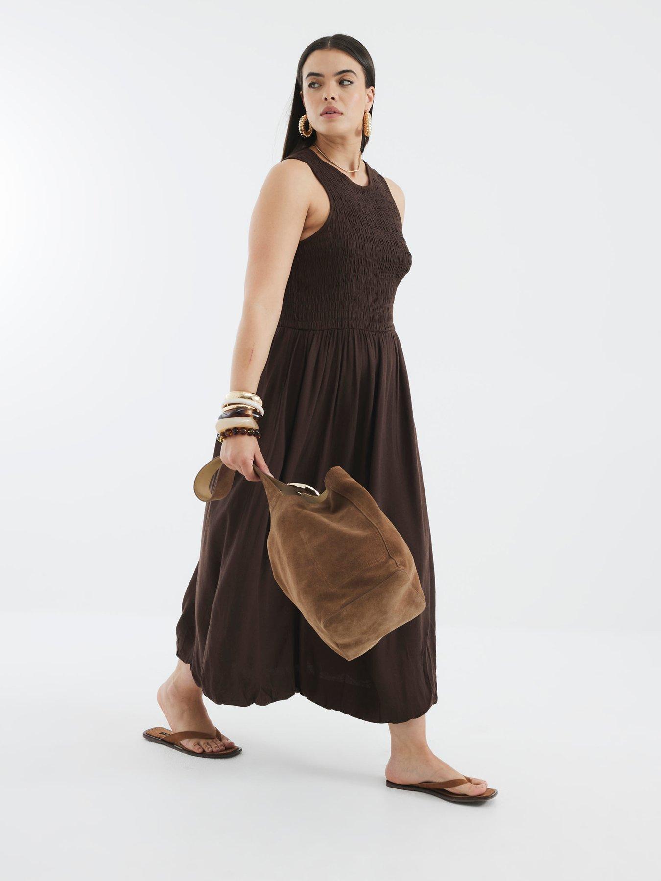 River Island Puff Ball Racer Dress - Brown | Very