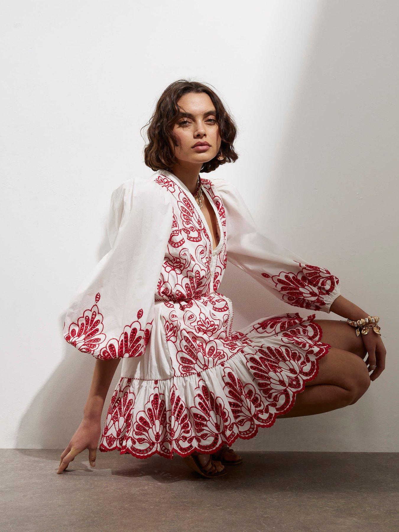 Image 2 of 4 of River Island Poplin Shirt Dress - Red