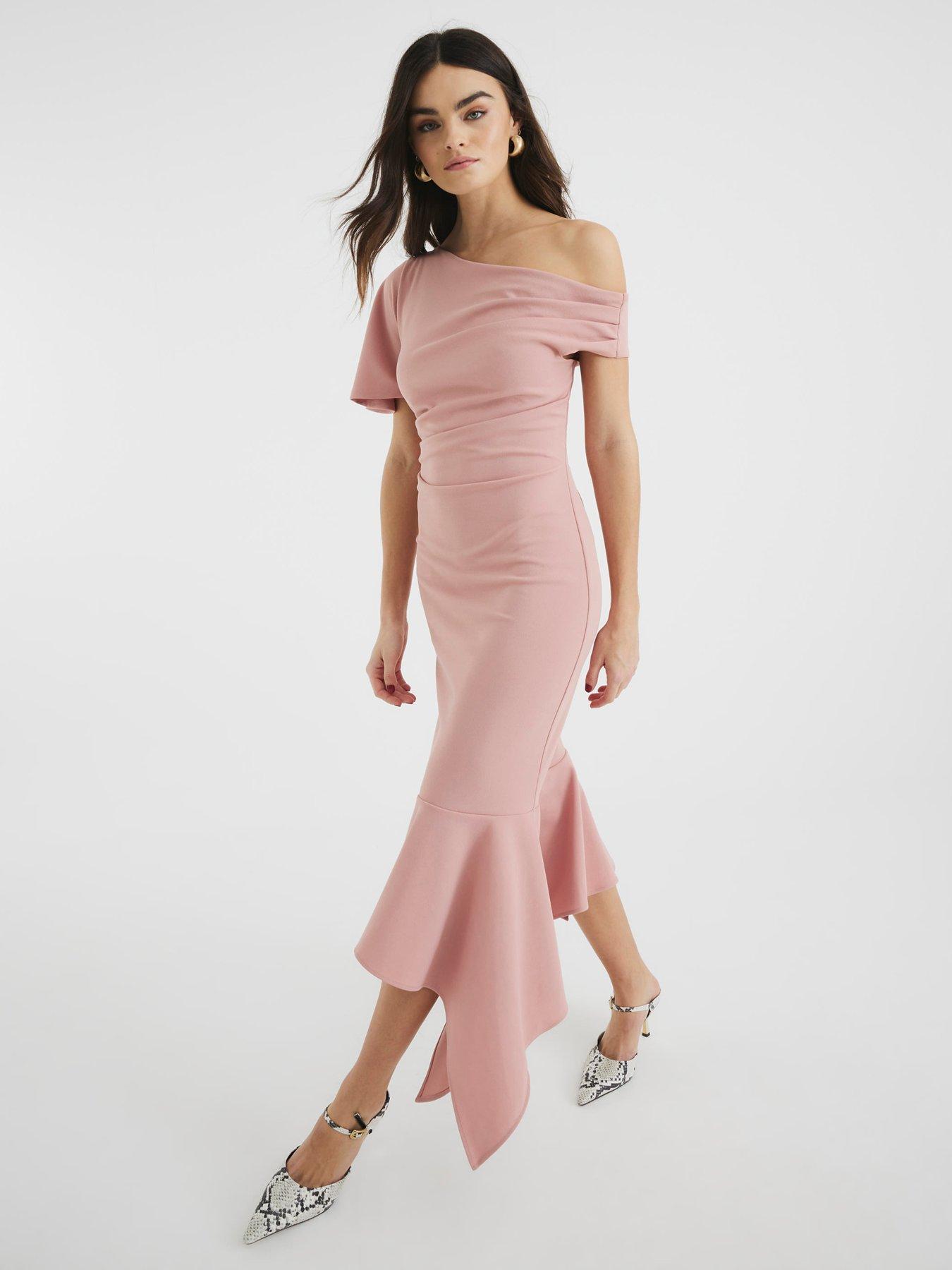 River Island Drape Asymmetric Dress - Pink | Very