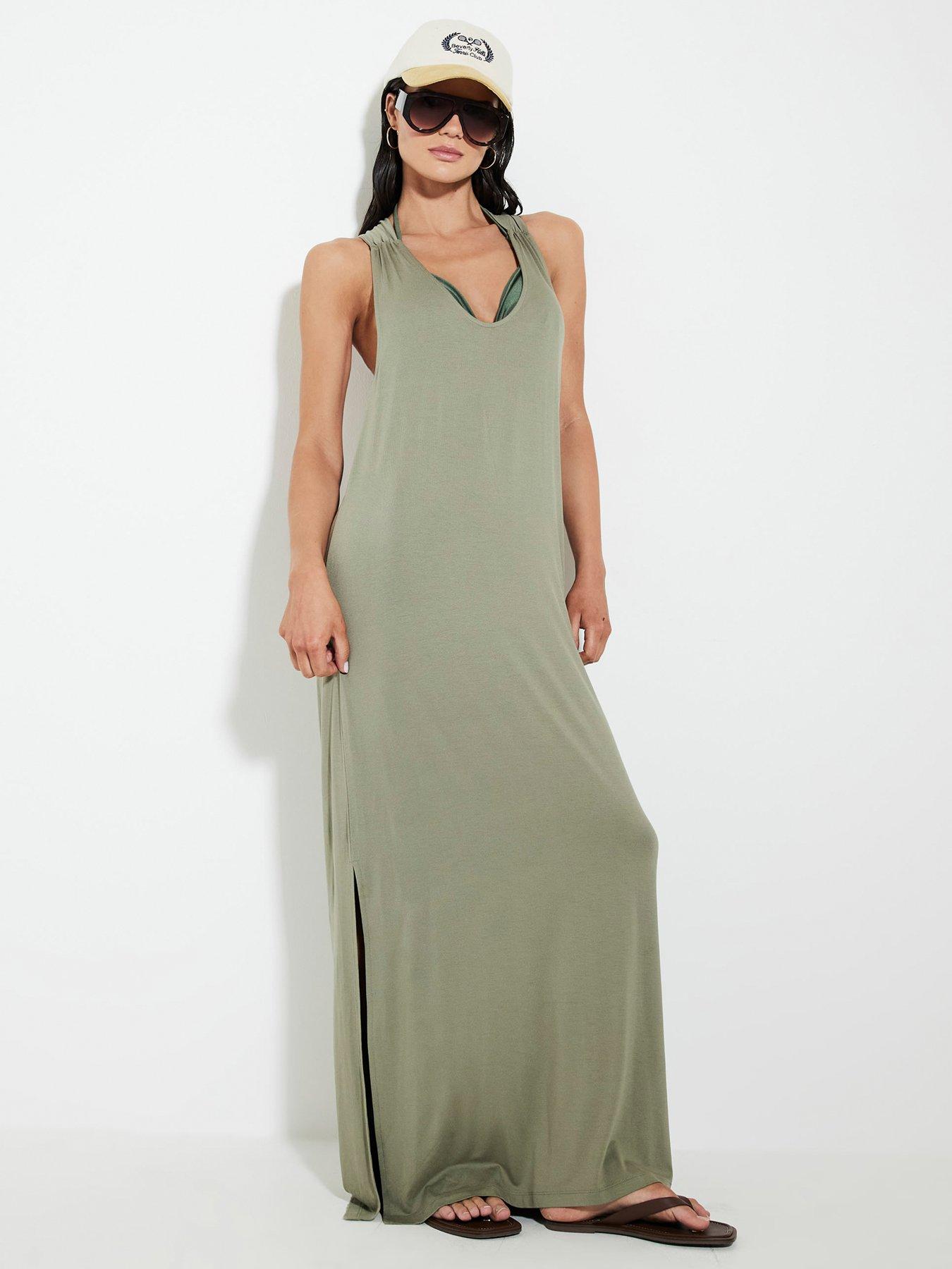 undefined Frill Detail Maxi Dress - Green