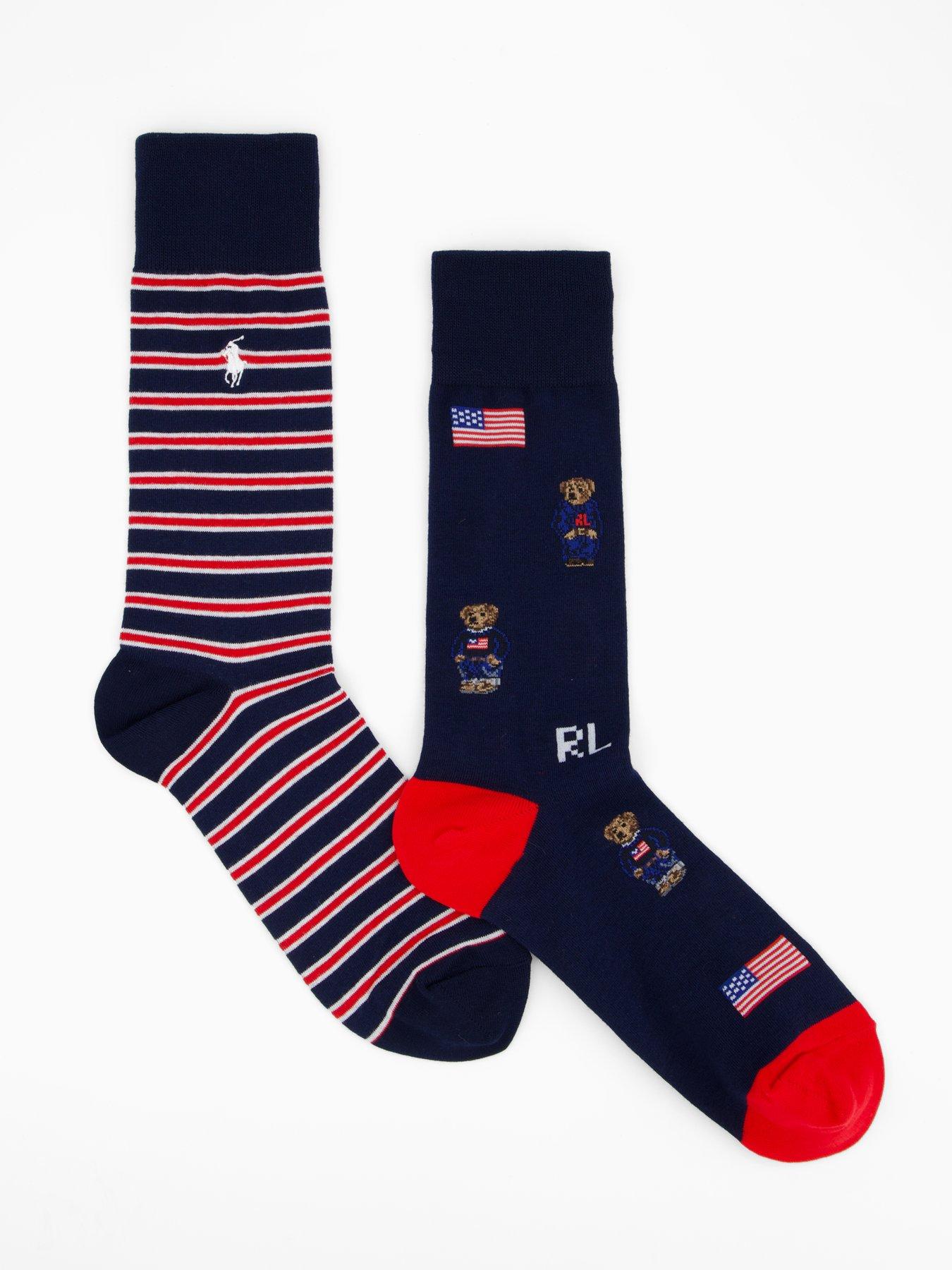 undefined 2 Pack Ameri Bear Crew Socks - Assorted