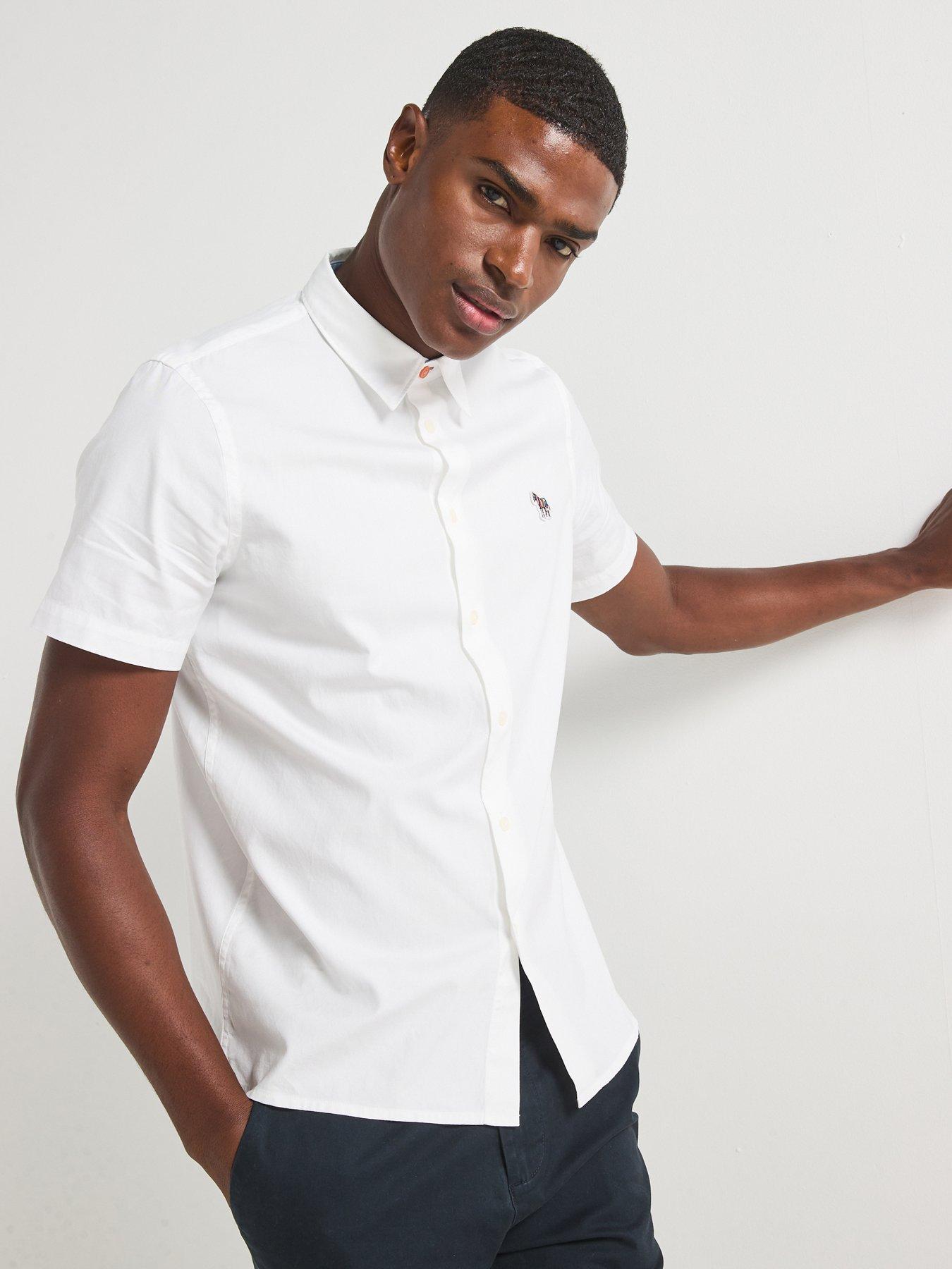 undefined Casual Fit Short Sleeve Zebra Logo Shirt - White