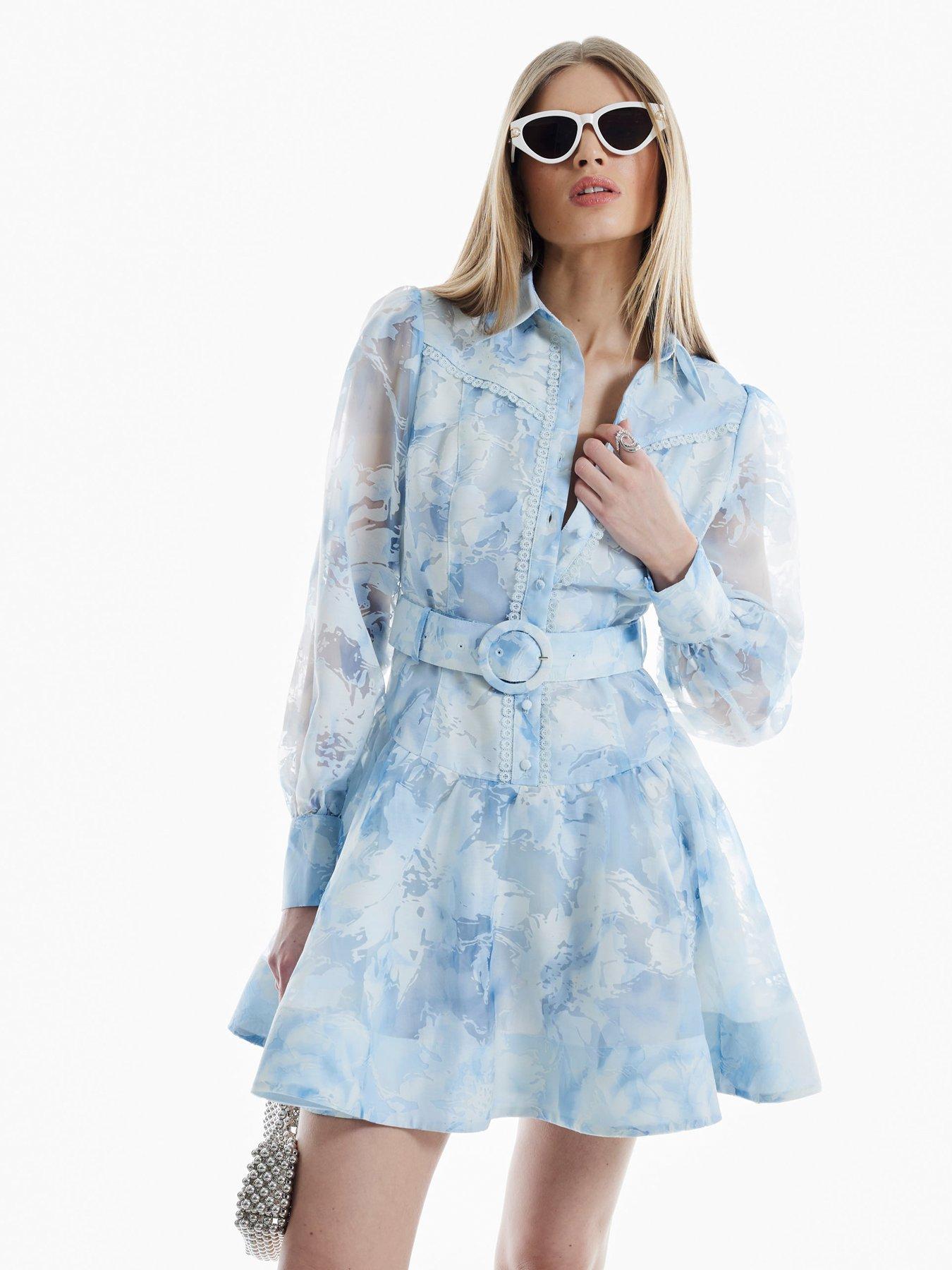 undefined Western Shirt Dress - Light Blue