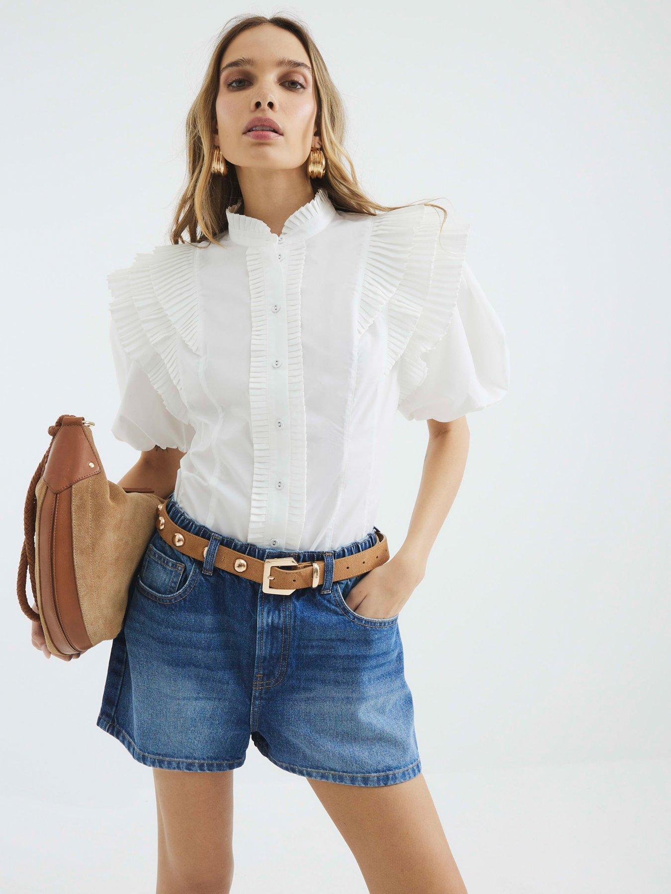 undefined Ruffle Detail Shirt - White