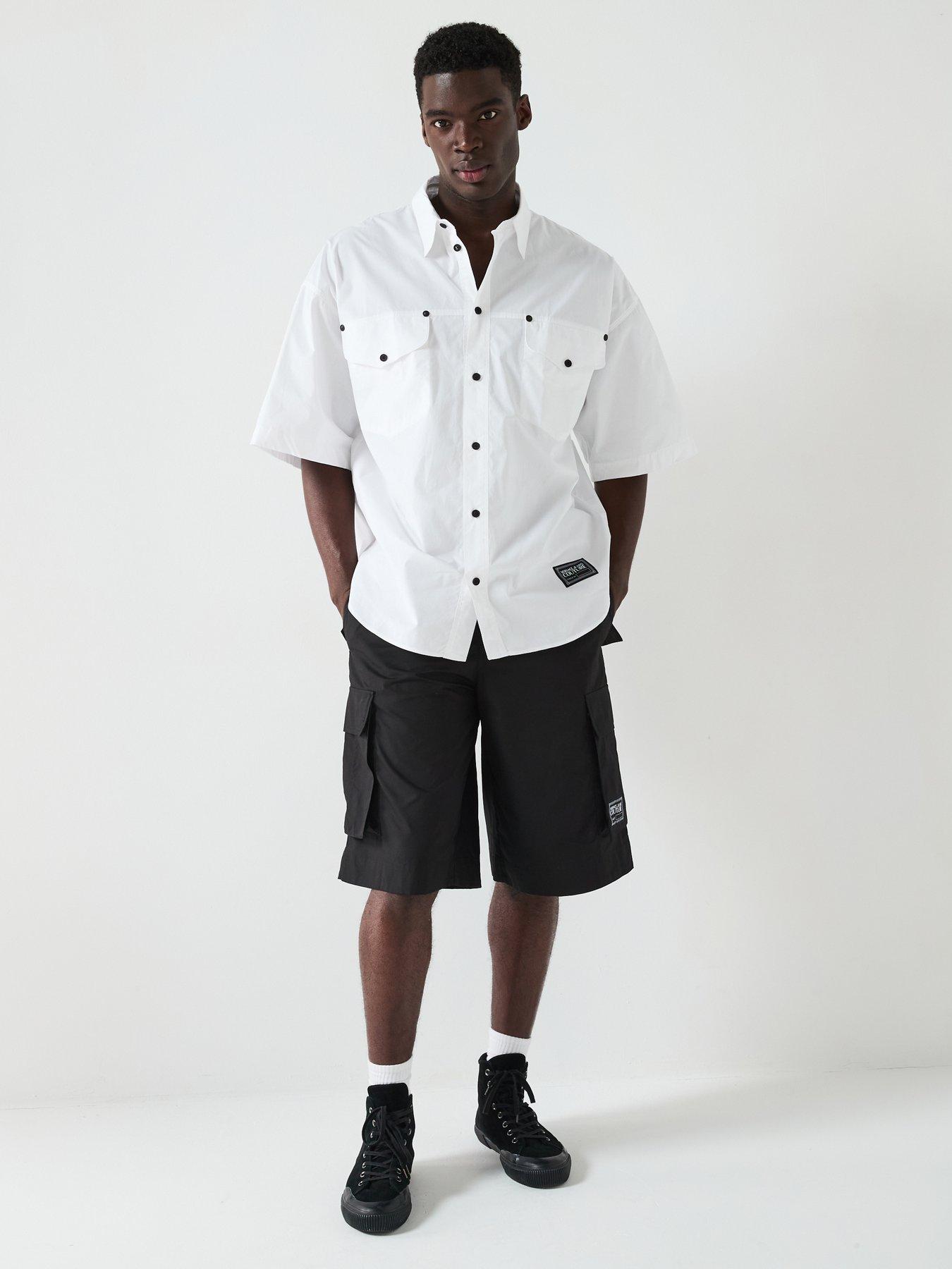 Image 3 of 6 of Versace Jeans Couture Cargo Logo Shorts - Black